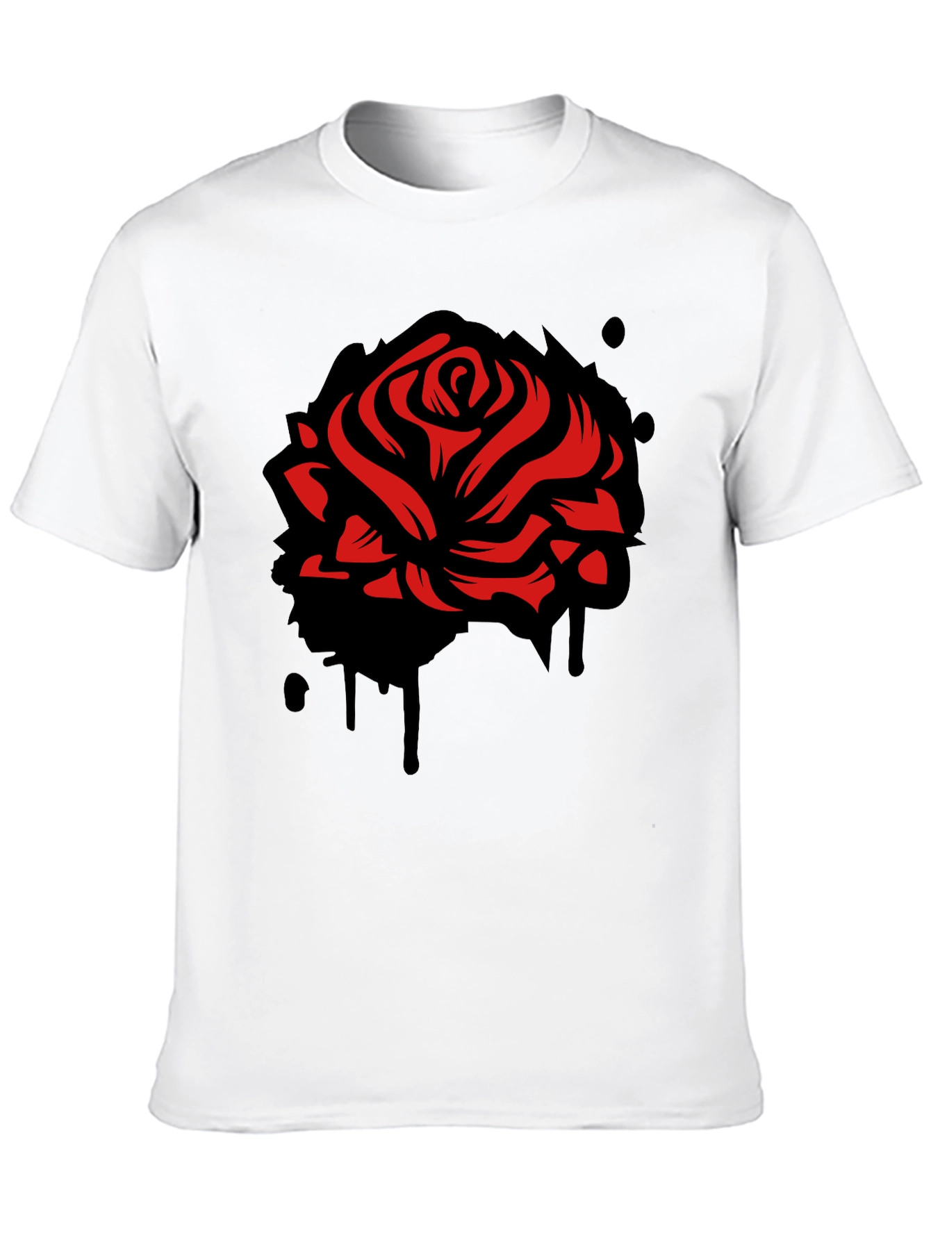 Black Red Rose Graphic Black T-Shirt view 10