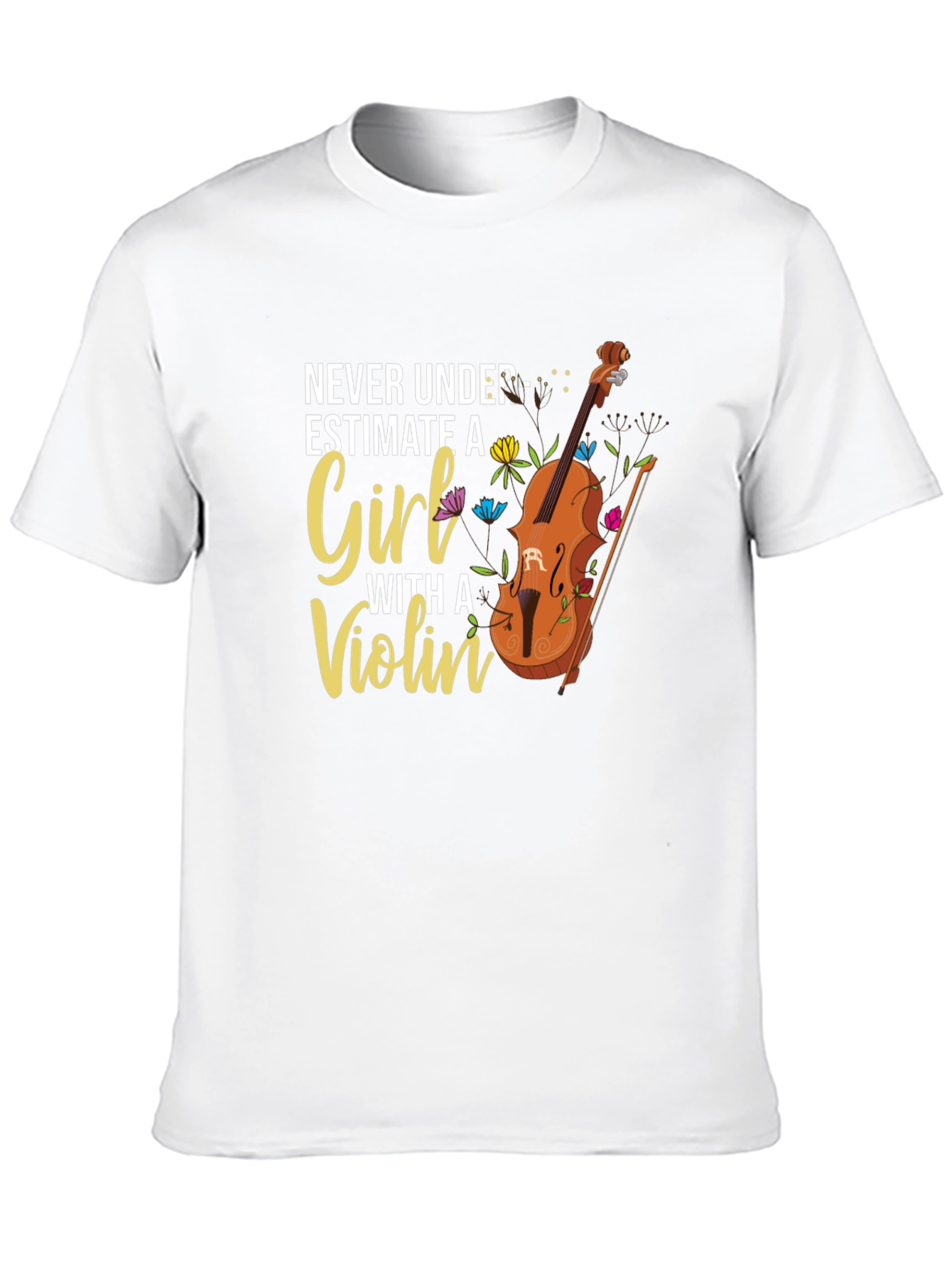 Black Never Underestimate A Girl With a Violin Graphic T-Shirt view 10