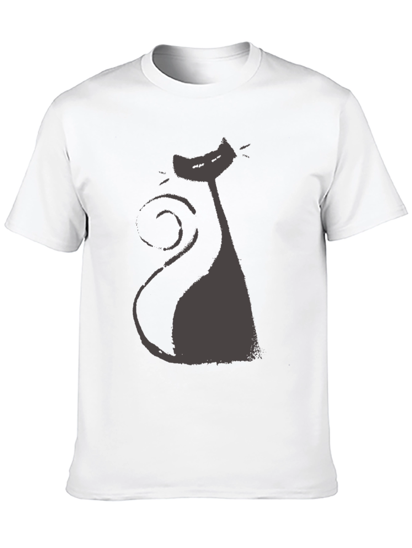 Black Retro Cat Silhouette Tee - Black Cotton Blend view 10