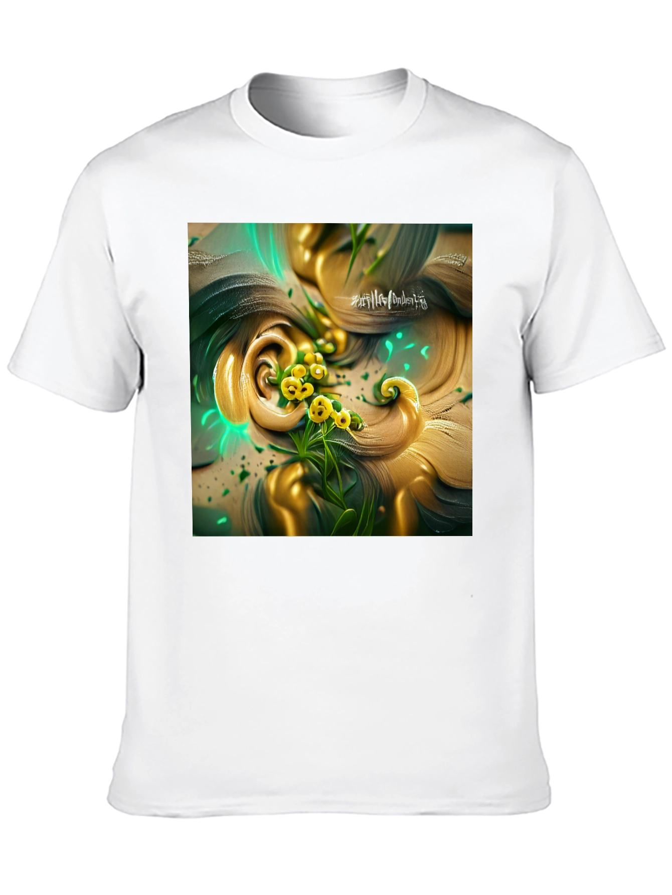 Black Black T-Shirt with Artistic Floral Design view 10