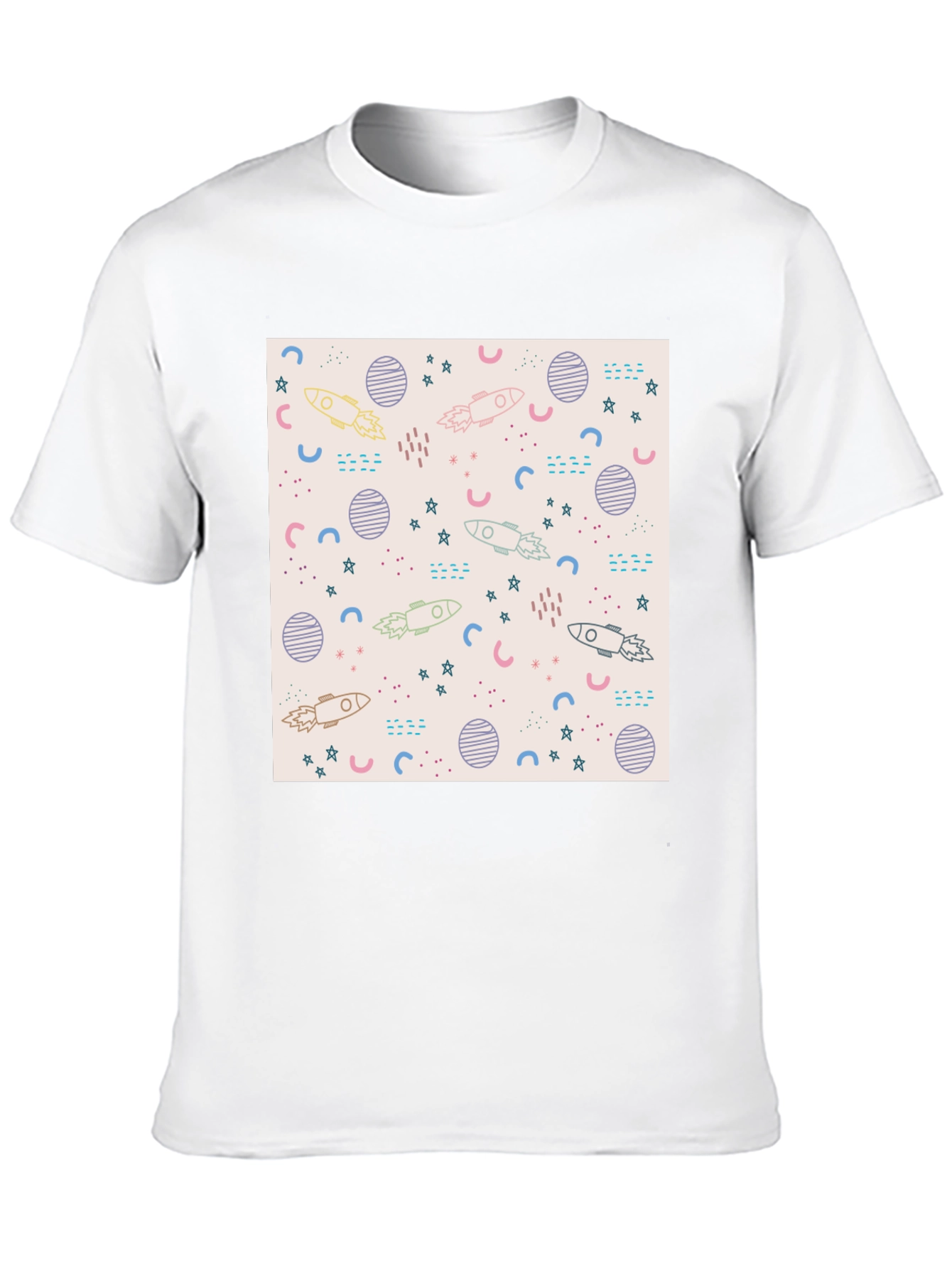 Galaxy Rocket Print Black T-Shirt - 10