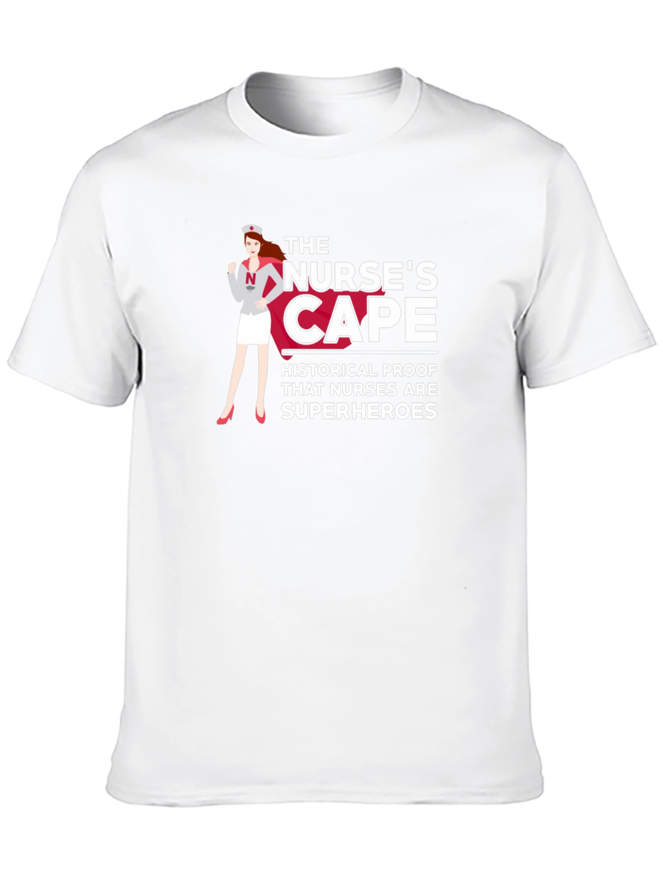 Black Nurse Superhero Cape Graphic T-Shirt view 10