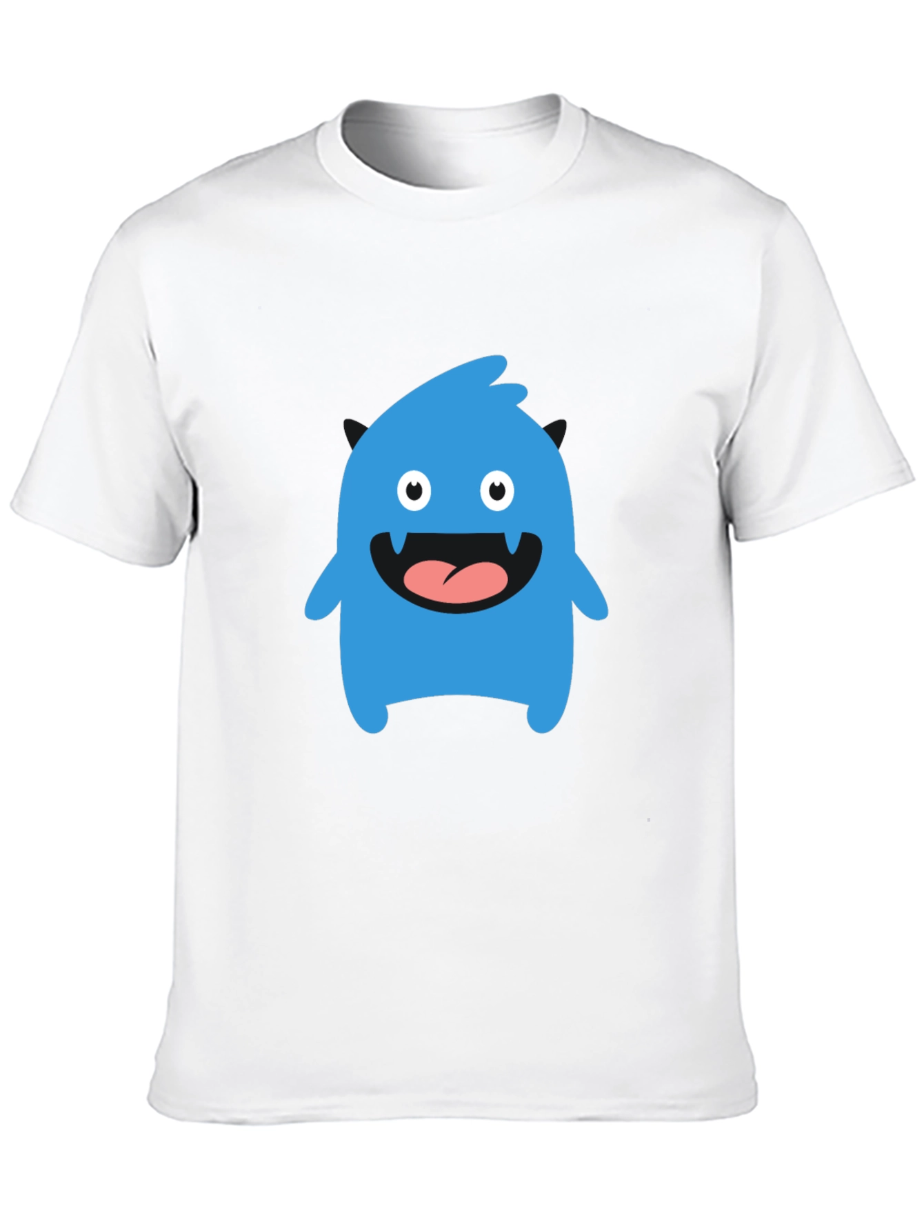 Black Fun Blue Monster Graphic Tee - Black Cotton T-Shirt view 10