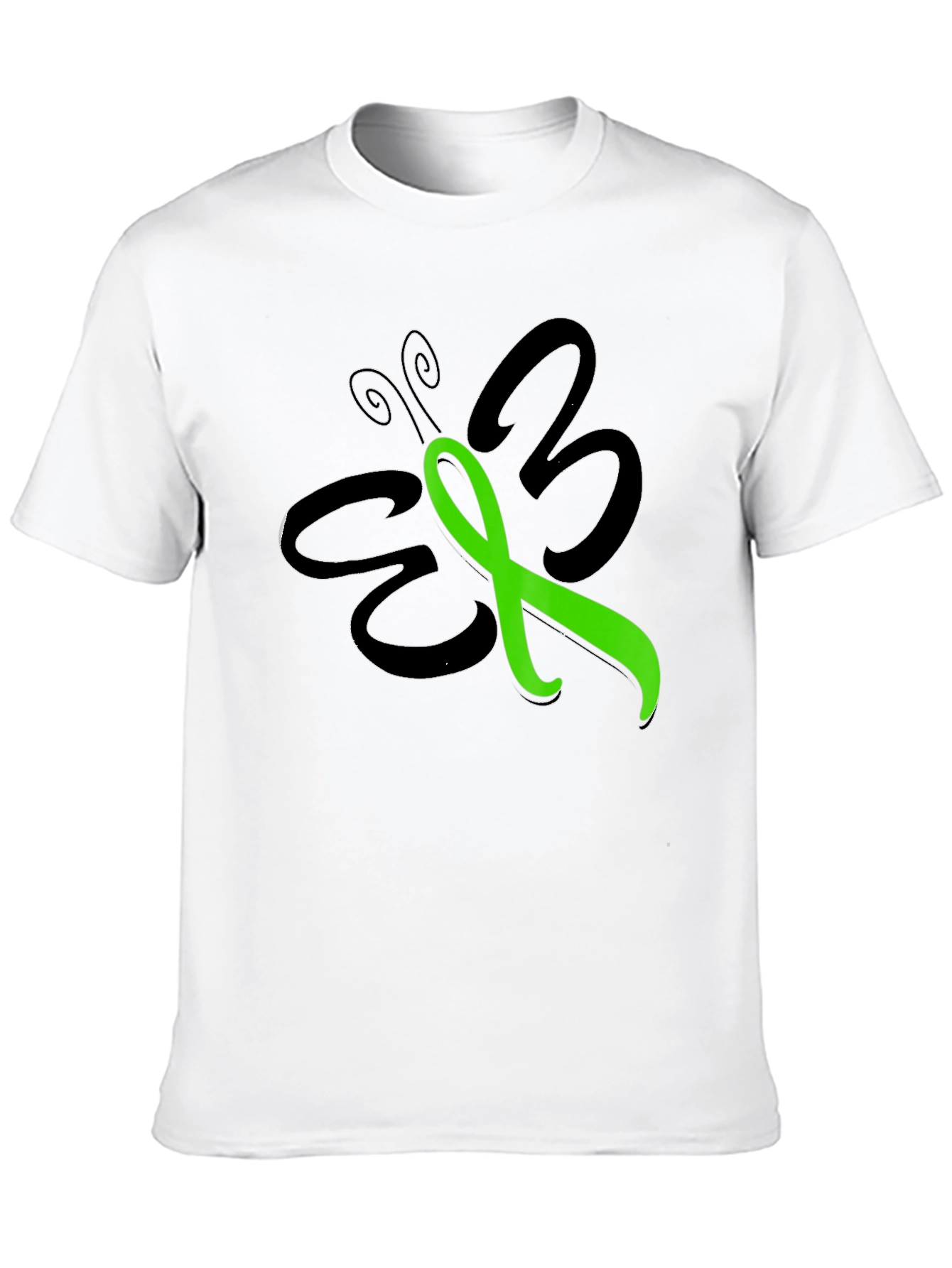 Black Green Ribbon Butterfly T-Shirt - Awareness Support view 10
