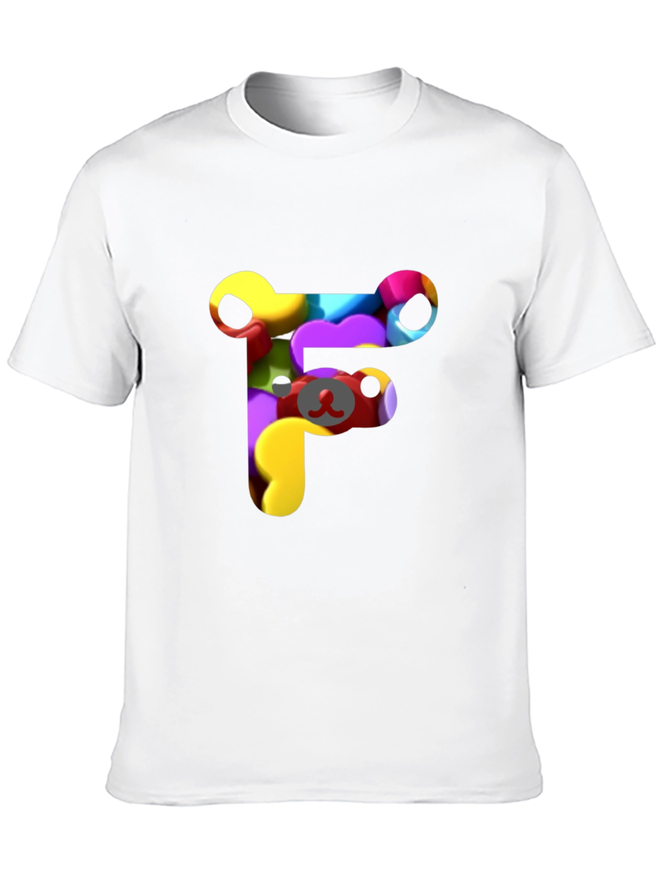 Black Colorful F Letter Bear T-Shirt view 10