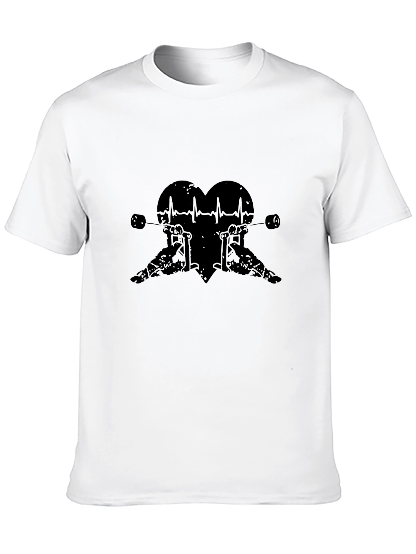 Black Weightlifting Heartbeat Graphic Tee - Black view 10