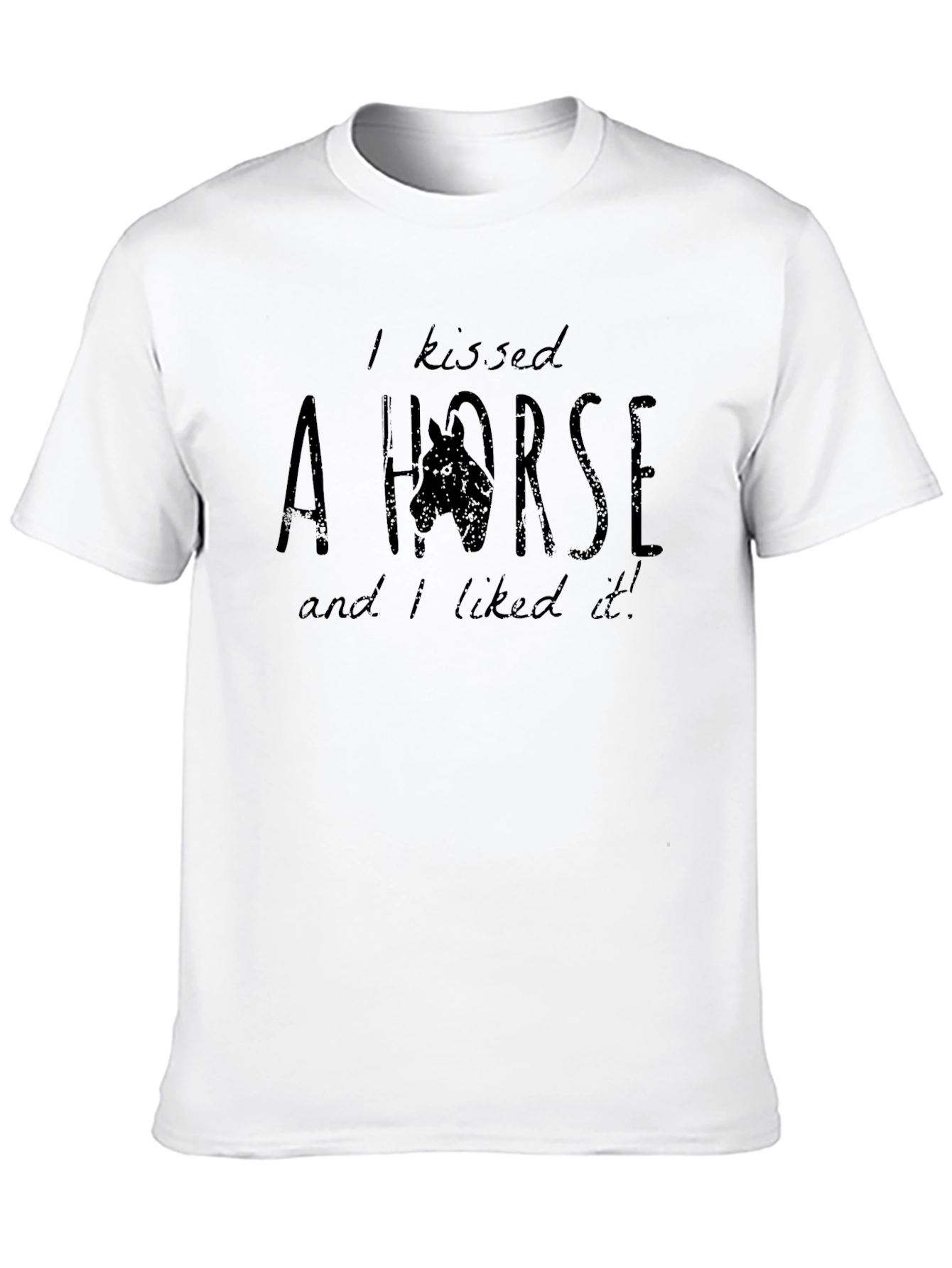 Black I Kissed A Horse T-Shirt - Unisex Crew Neck Tee view 10