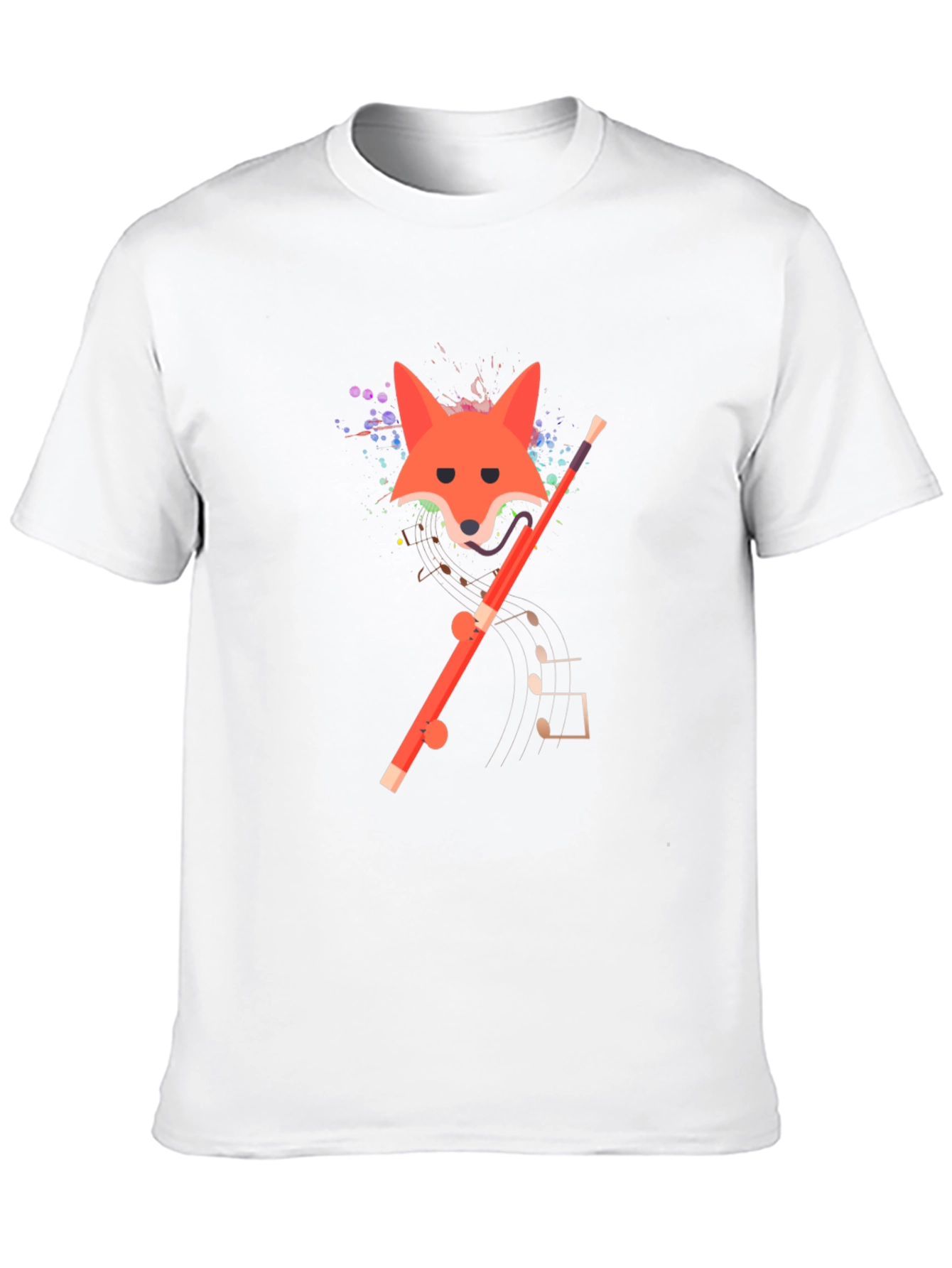 Black Fox and Flute Graphic Tee - Unique Design view 10