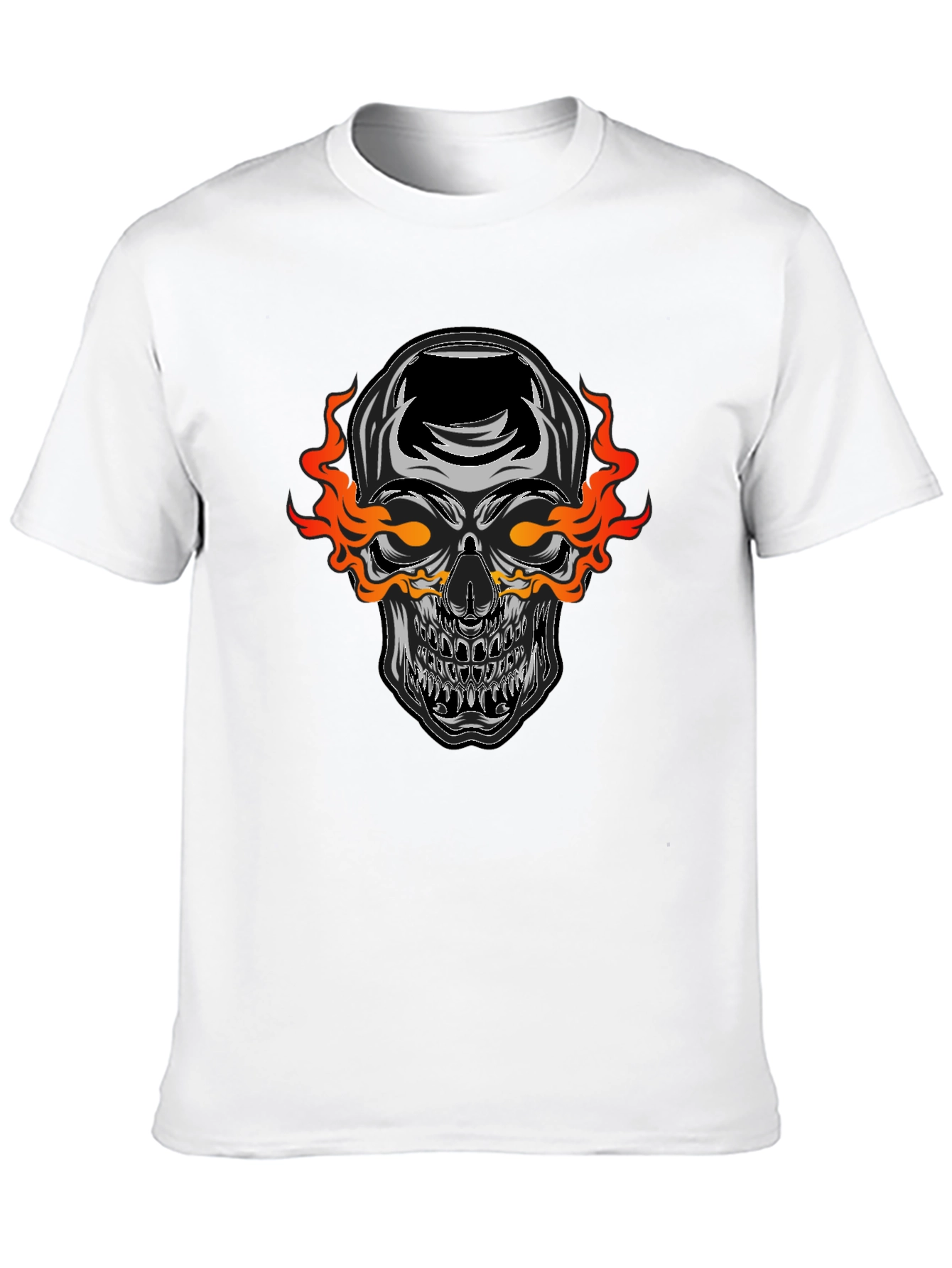 Black Flaming Skull Graphic Black T-Shirt view 10