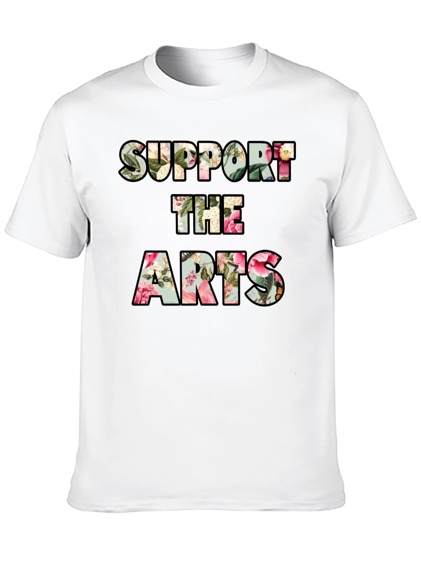 Black Support The Arts Floral Graphic Tee - Unisex view 10