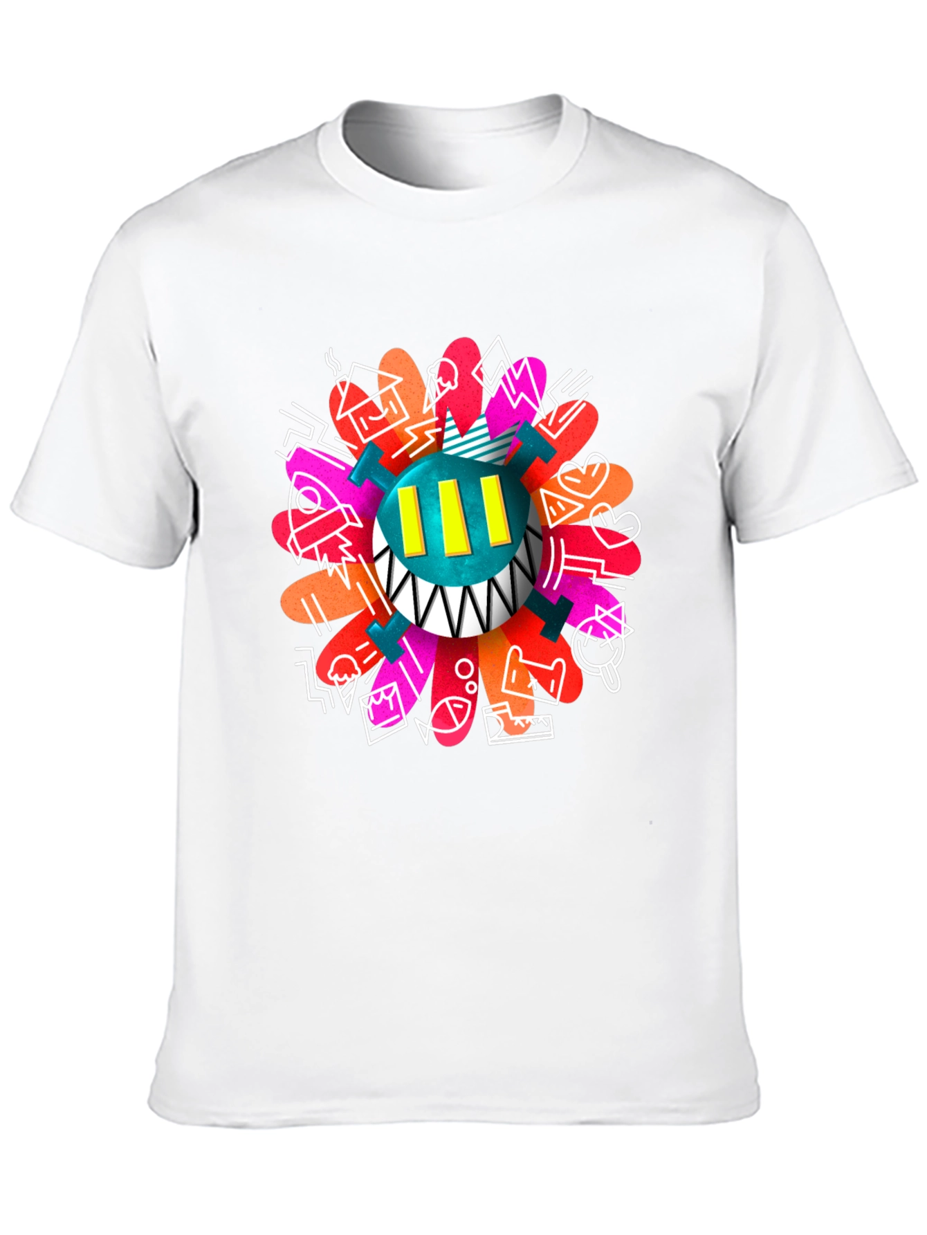 Black Funky Graphic Print Crew Neck T-Shirt view 10