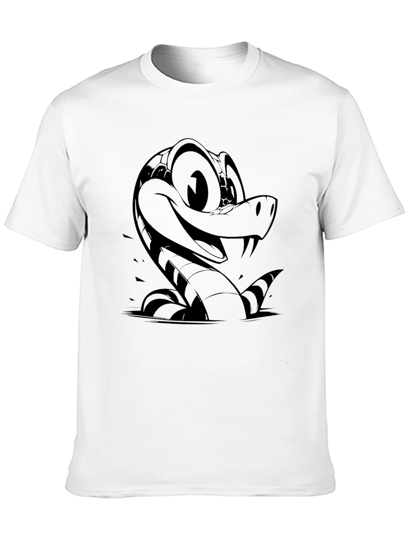 Black Cartoon Snake Graphic T-Shirt - Men's Black Tee view 10