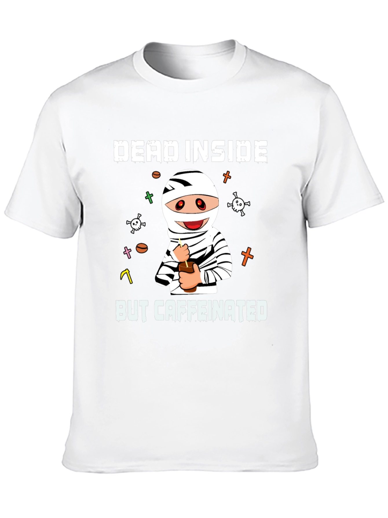 Black Dead Inside But Caffeinated T-Shirt view 10