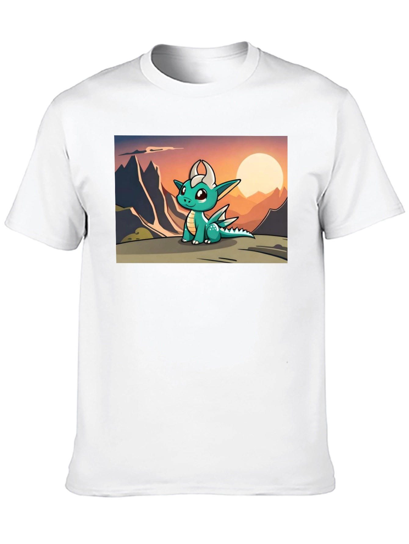 Black Cute Dragon Sunset Tee view 10