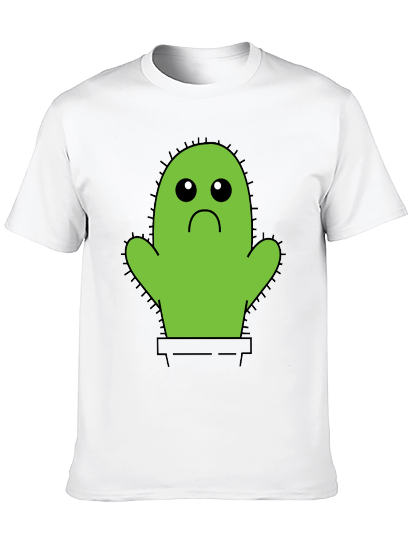 Black Sad Cactus T-Shirt - Unisex Cotton Tee view 10