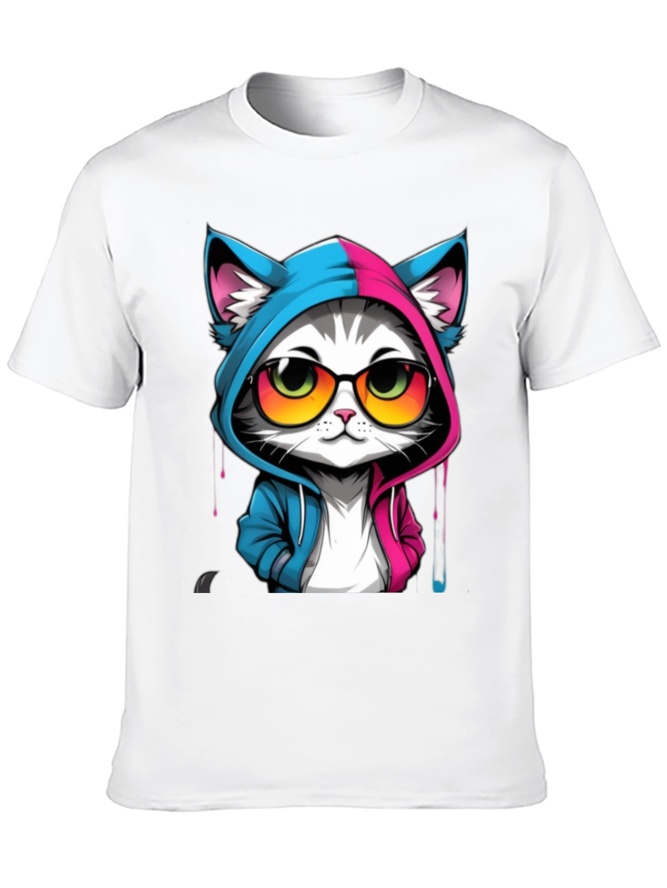 Black Cool Cat Graphic Tee - Unisex Black T-Shirt view 10