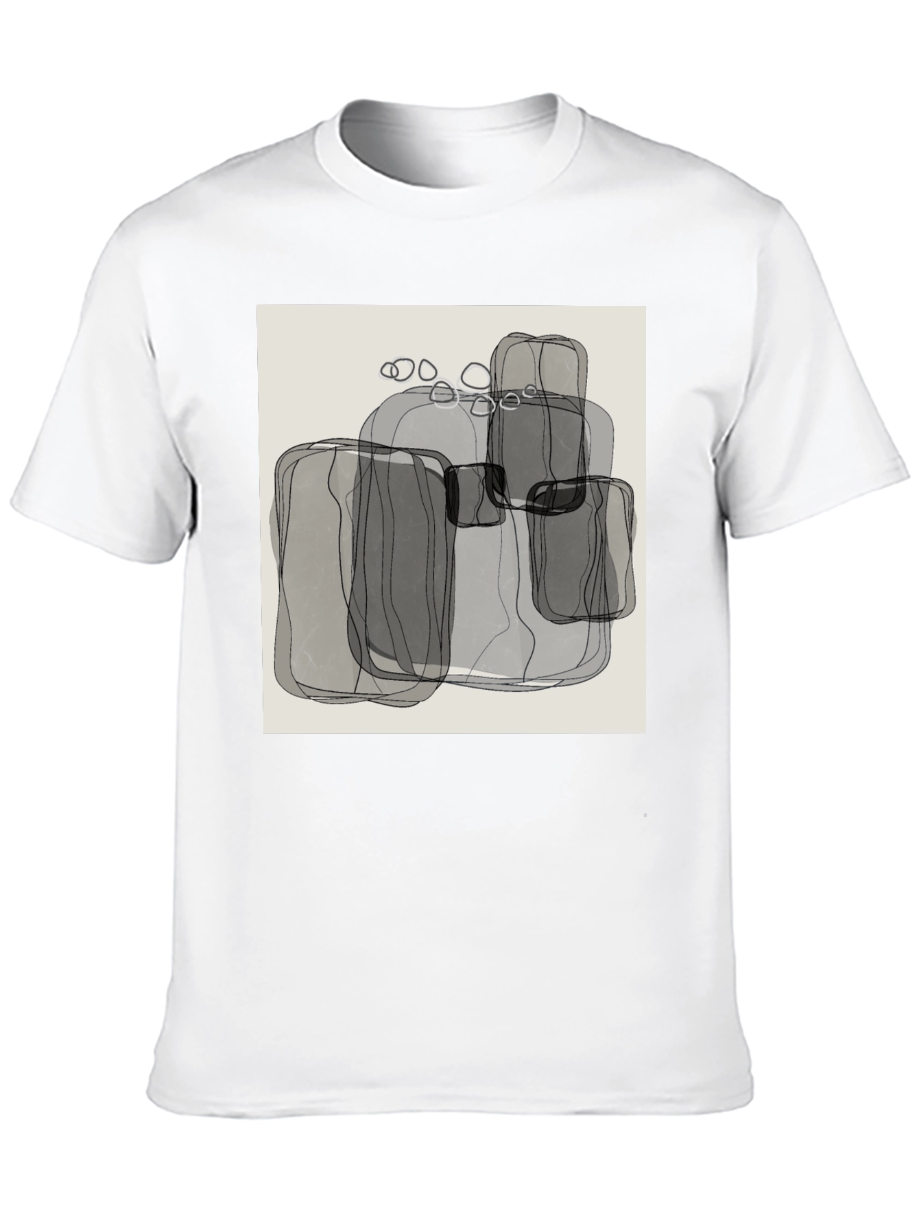 Black Abstract Gray Block Print Men's Black T-Shirt view 10