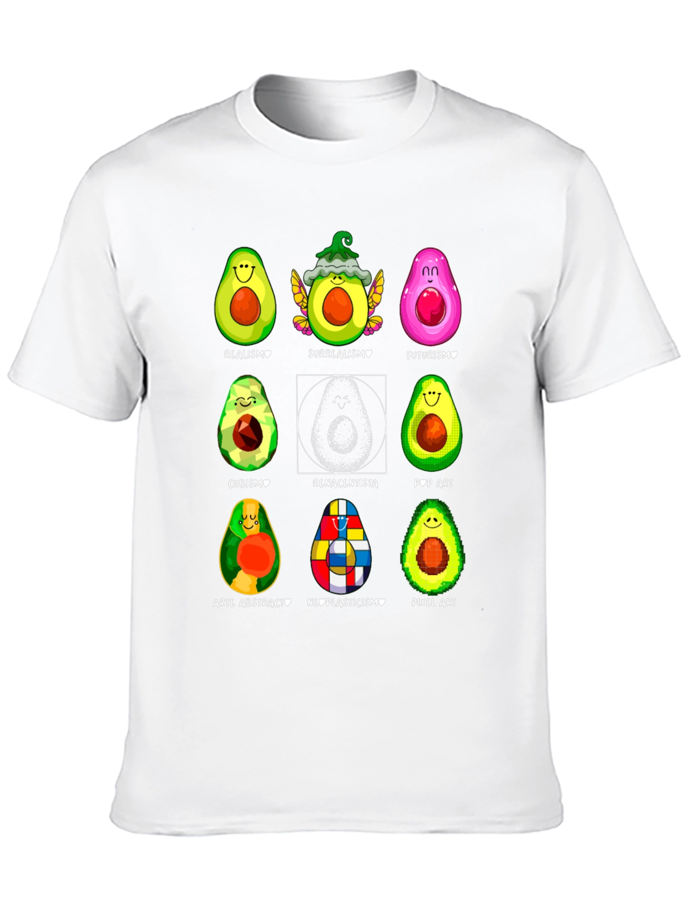 Black Avocado Art Styles Graphic T-Shirt view 10
