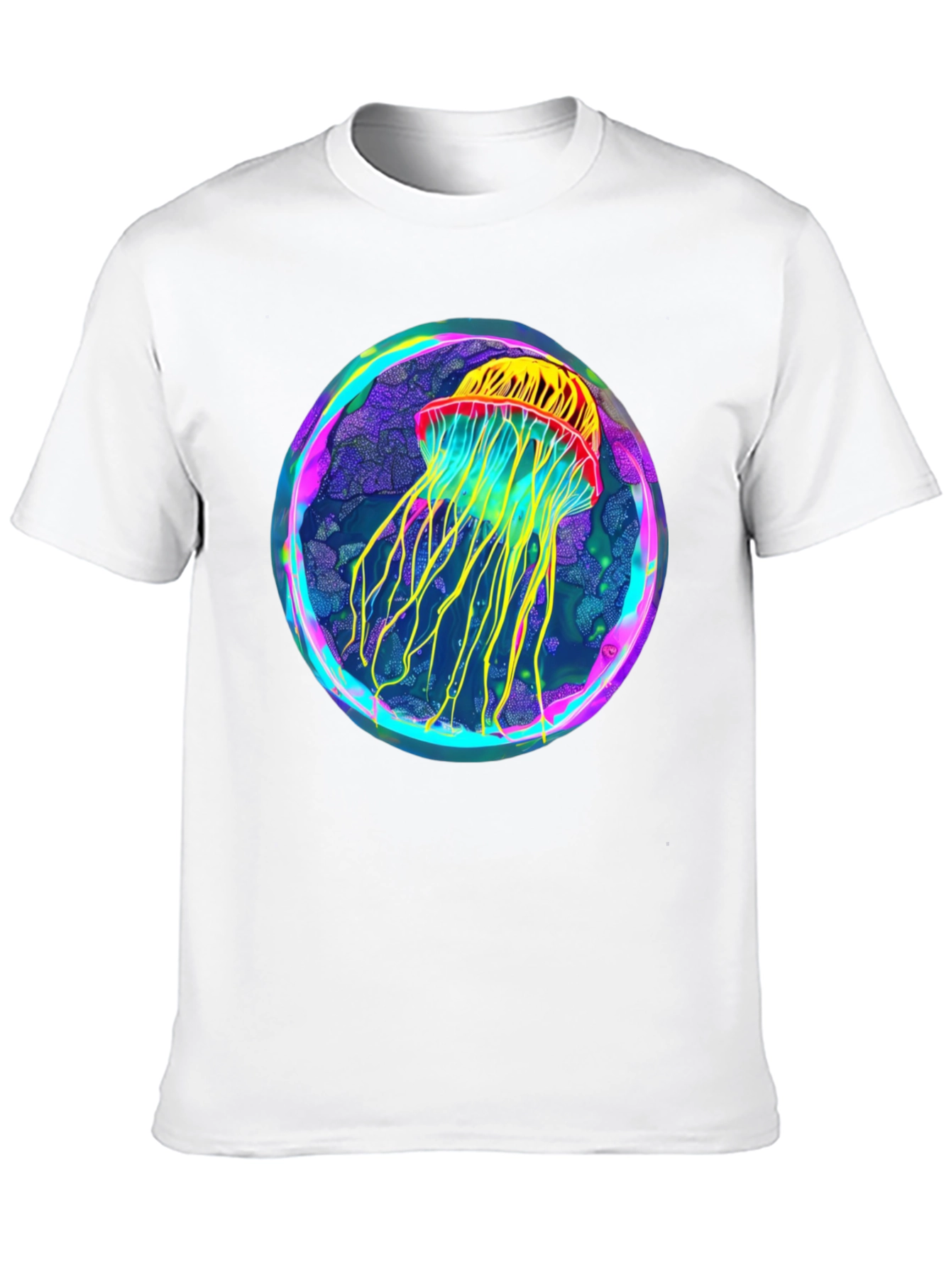 Black Neon Jellyfish Graphic Black Tee view 10