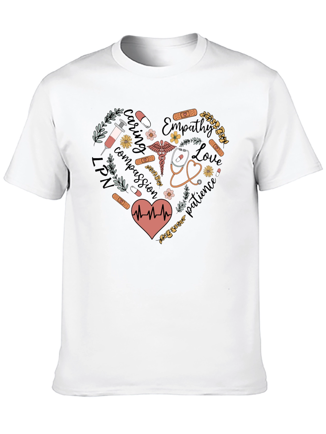 Black Nurse Heart Graphic T-Shirt view 10