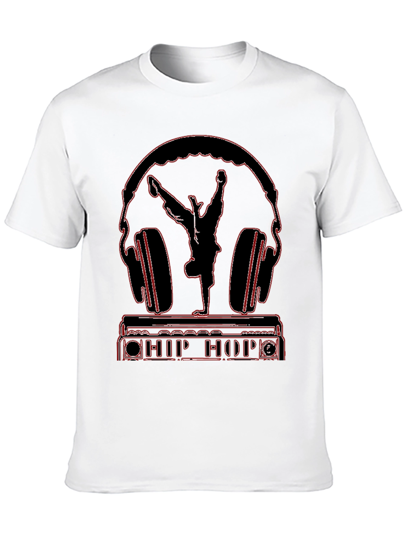 Black Hip Hop Headphones Graphic Tee view 10