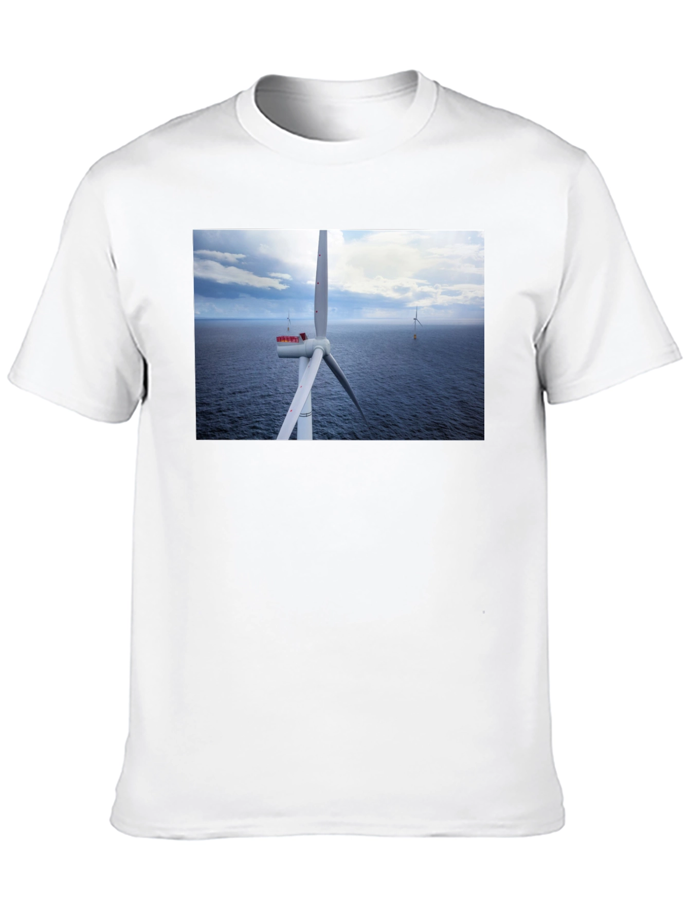 Black Wind Turbine Ocean Graphic T-Shirt view 10