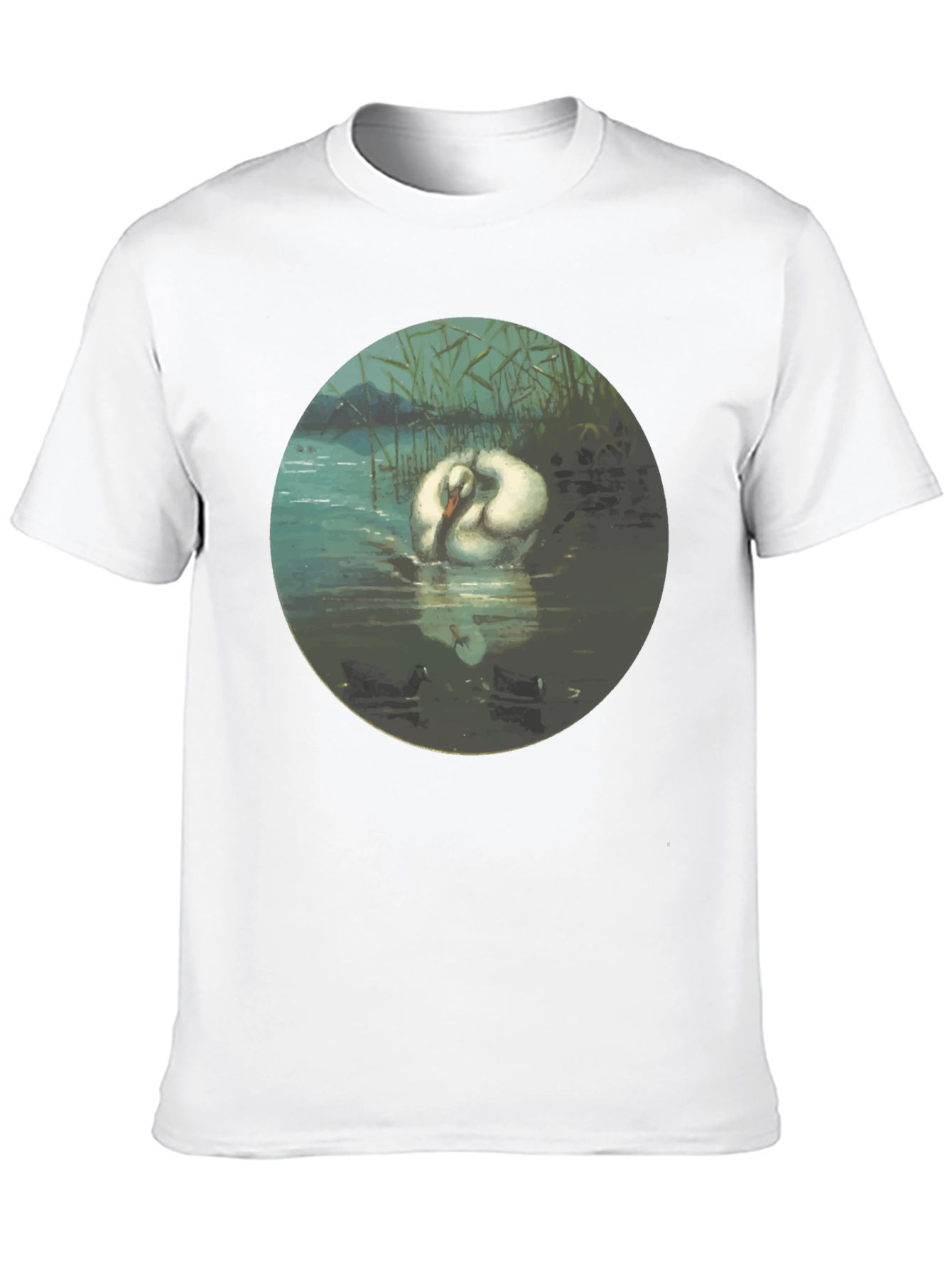 Black Swan Art T-Shirt - Elegant Aquatic Bird Design view 10