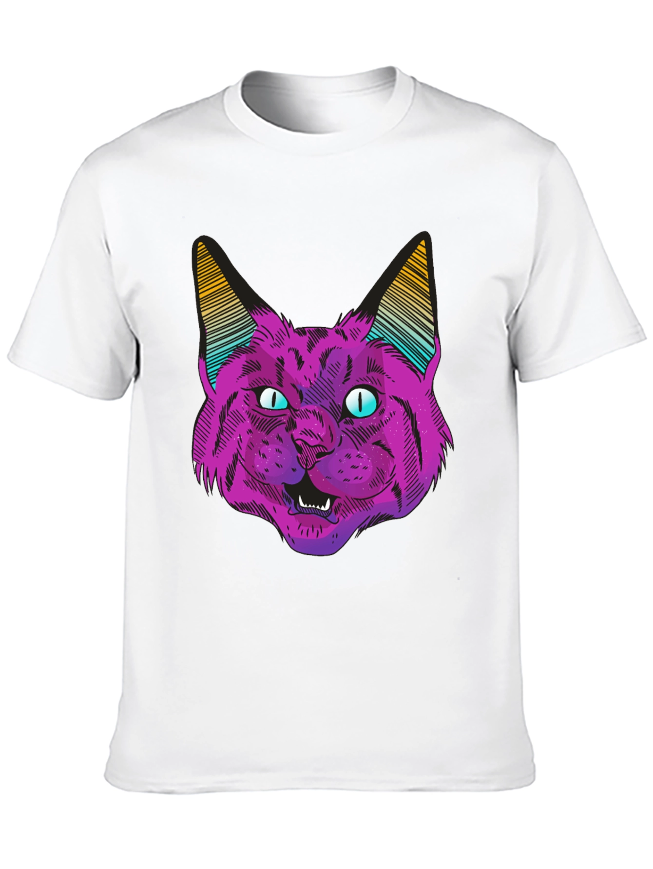 Black Psychedelic Cat Graphic T-Shirt view 10