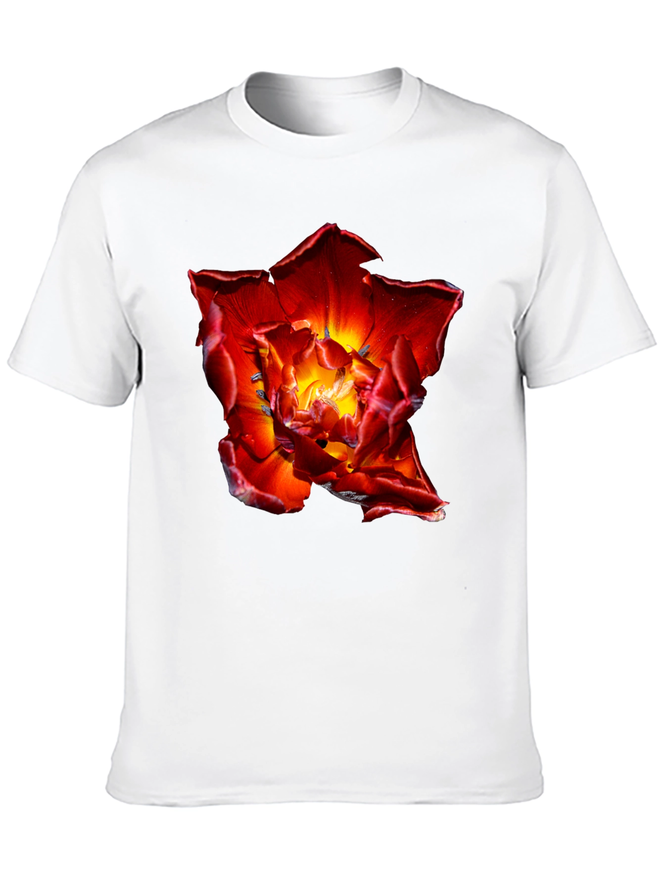 Black Red Flower Graphic Tee - Bold Floral Design view 10