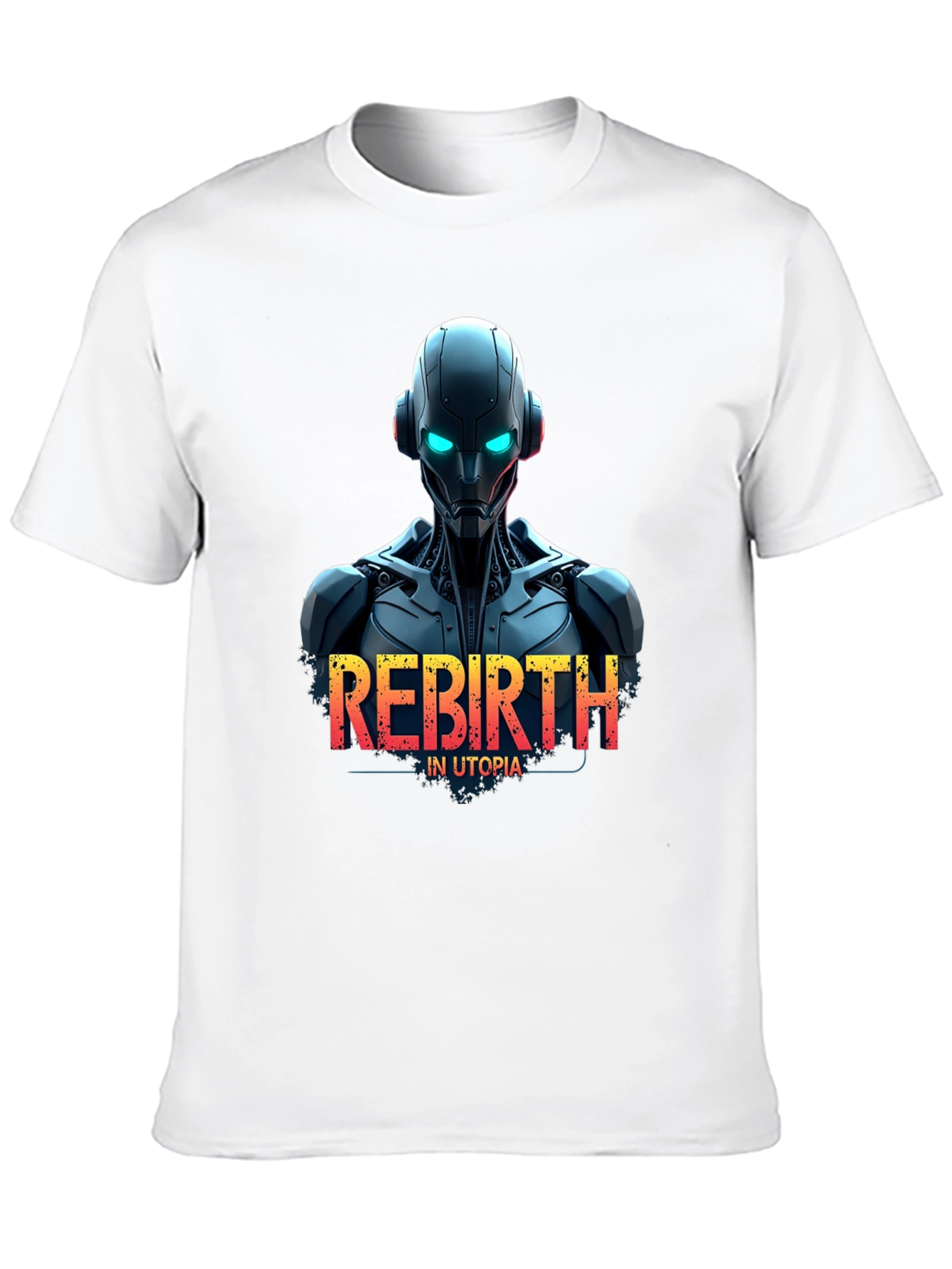 Black Rebirth in Utopia Robot T-Shirt - Sci-Fi Style view 10