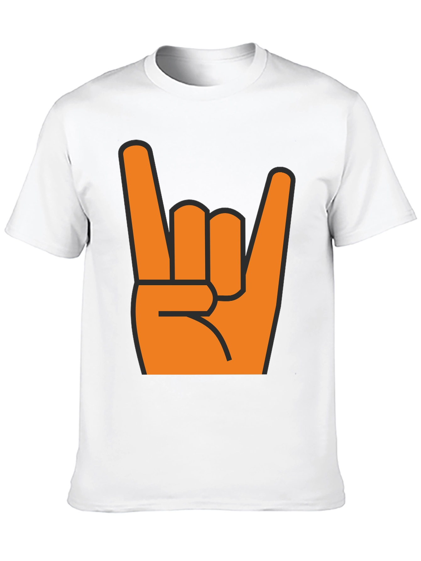 Black Rock On T-Shirt - Bold Orange Hand Graphic view 10