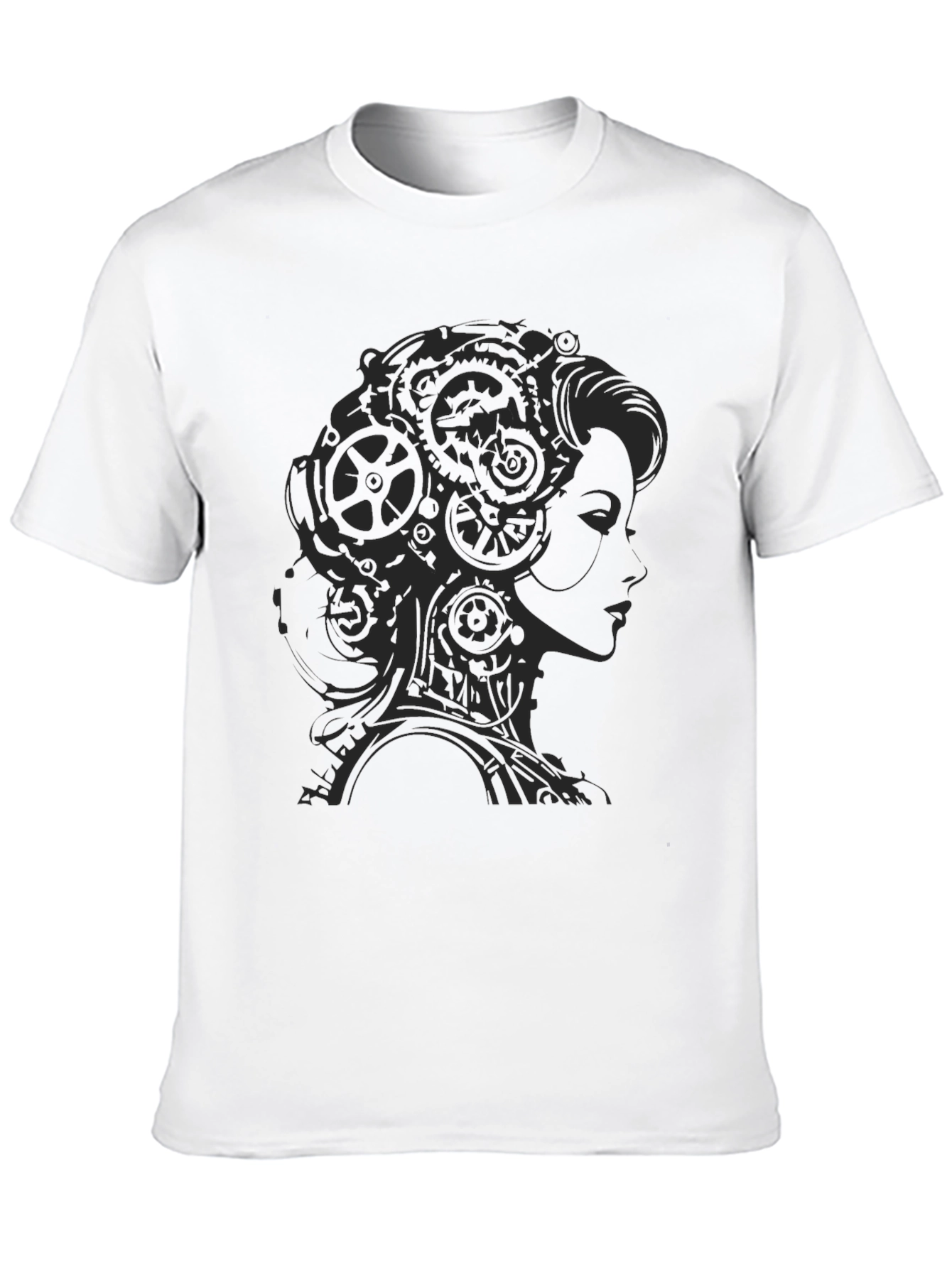 Black Steampunk Lady Graphic T-Shirt - Black view 10