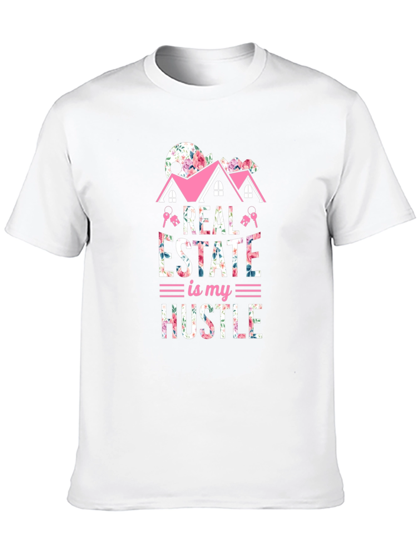 Black Real Estate Hustle Floral T-Shirt view 10