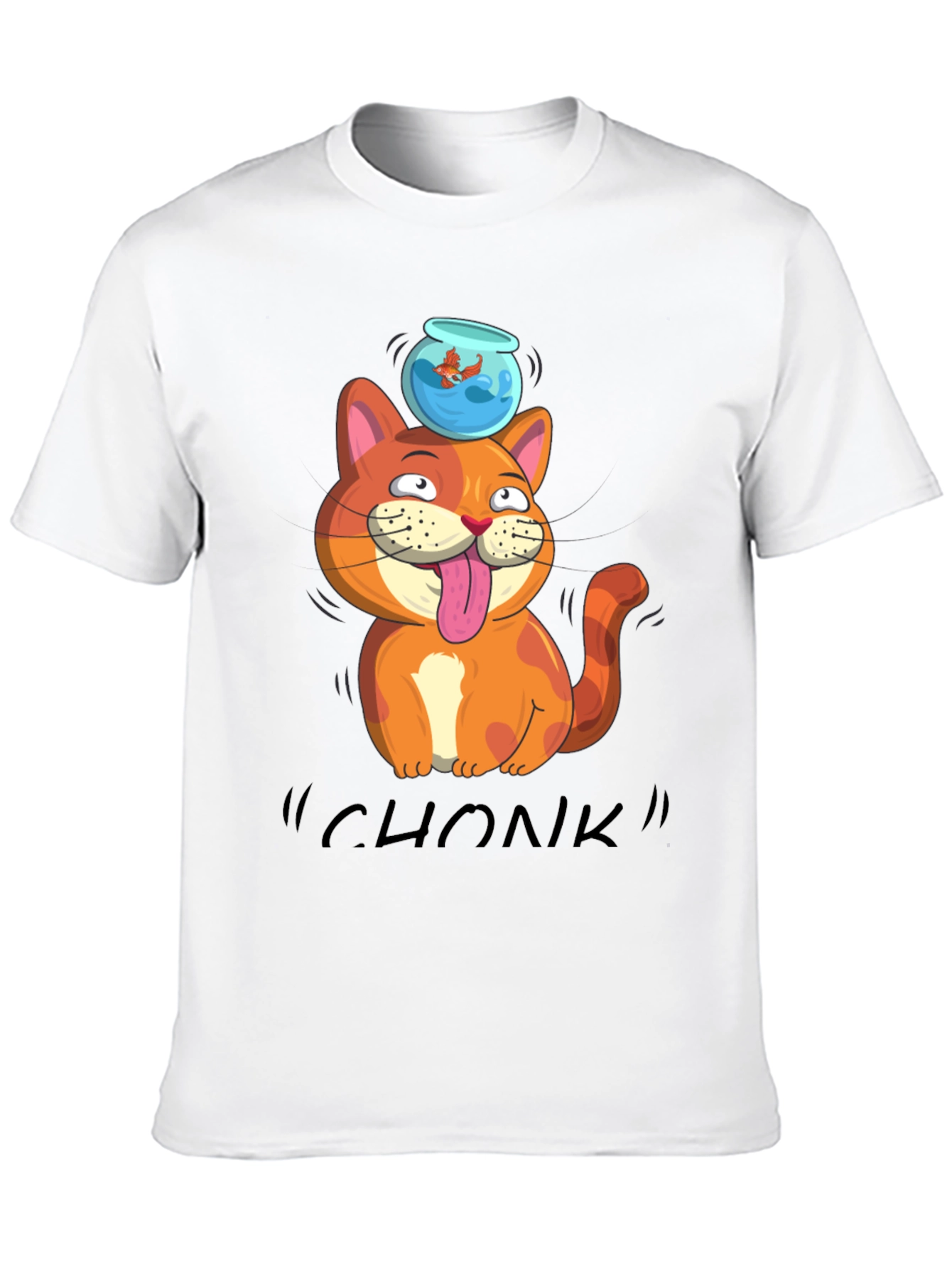 Black Chonk Cat Goldfish T-Shirt view 10