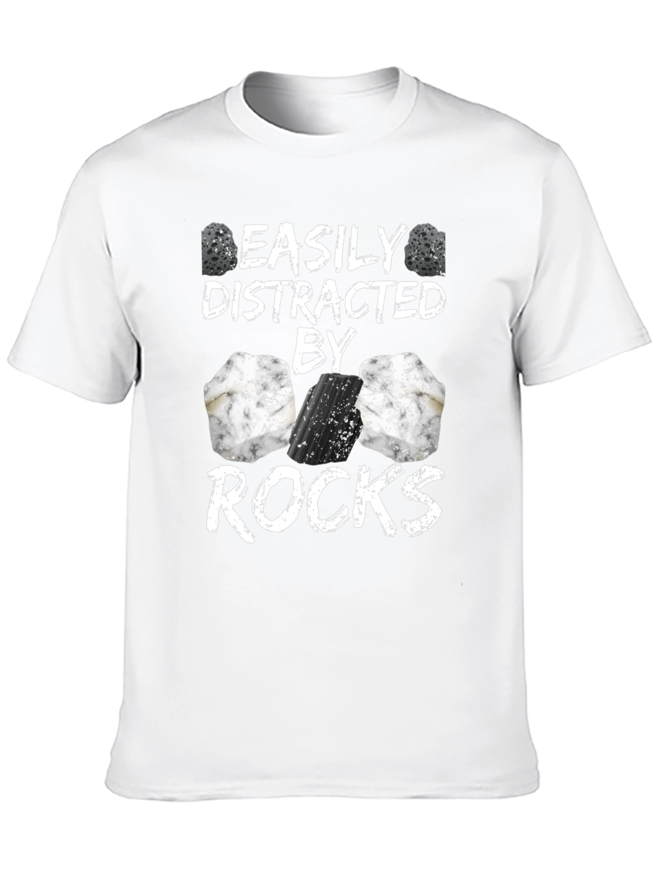 Black Easily Distracted By Rocks Funny T-Shirt view 10