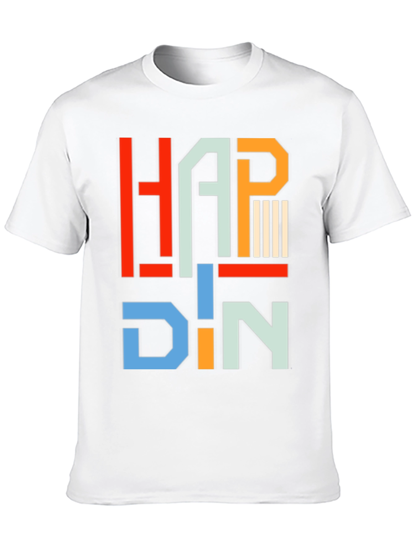 Black HAPP DIN T-Shirt - Geometric Letter Graphic Tee view 10