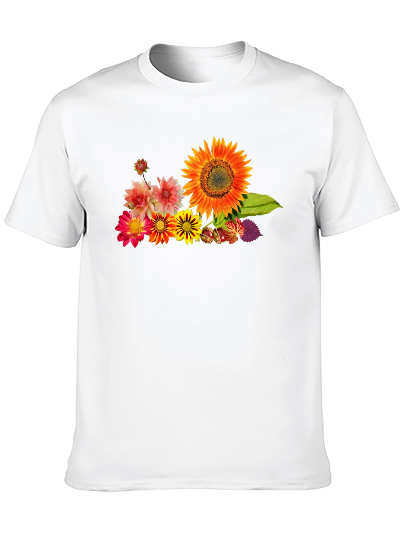 Black Floral Print Black Cotton T-Shirt view 10