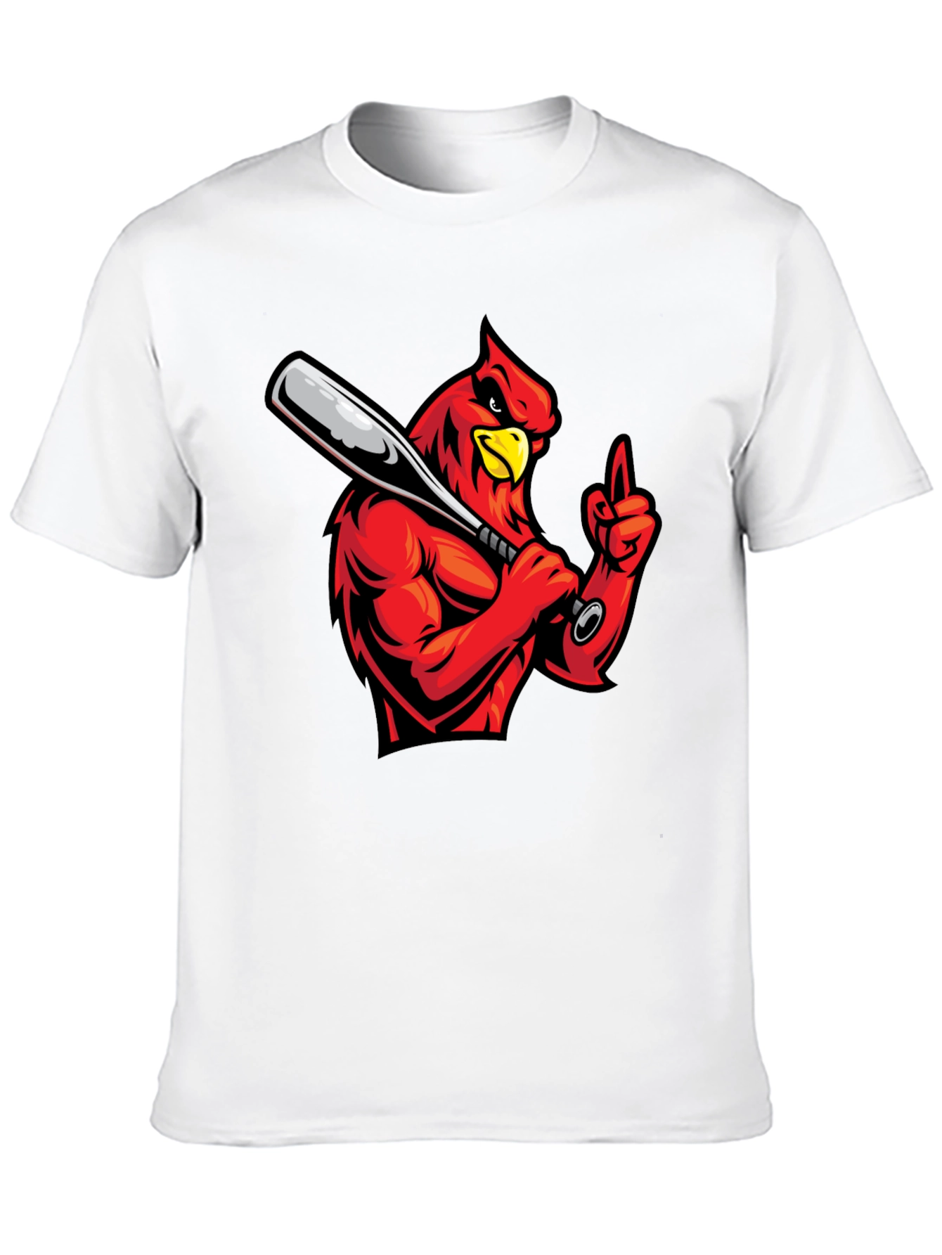 Black Cardinal Baseball T-Shirt - Black Cotton Tee view 10