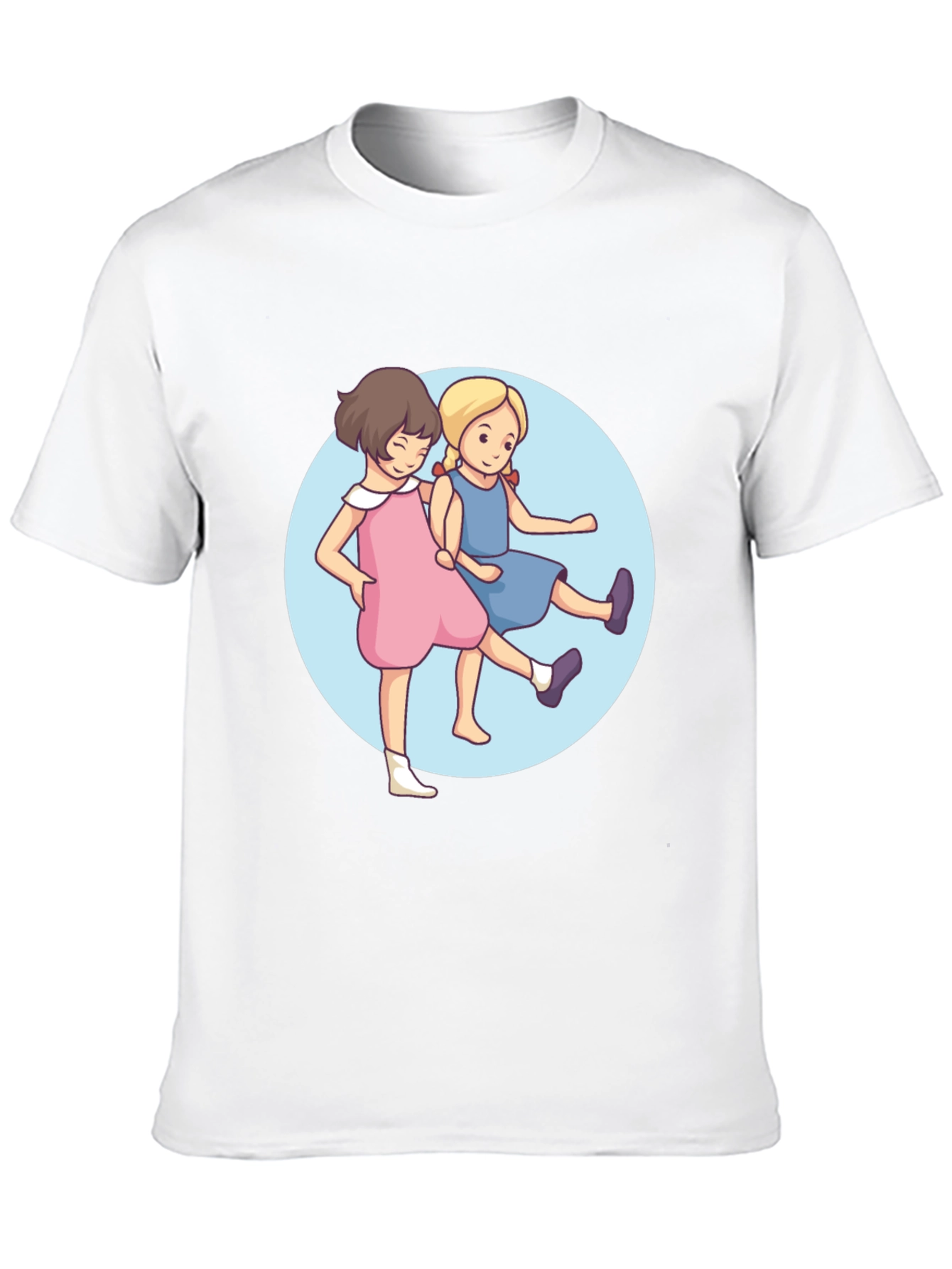 Black Cute Cartoon Twins Black T-Shirt view 10