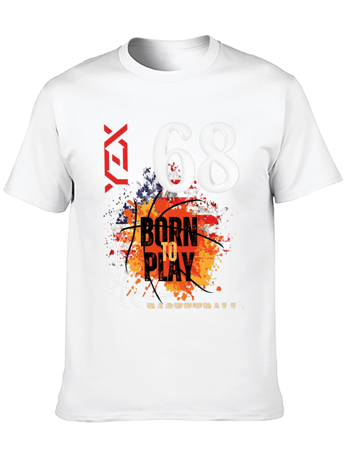 Black Born to Play Basketball T-Shirt - Number 68 view 10