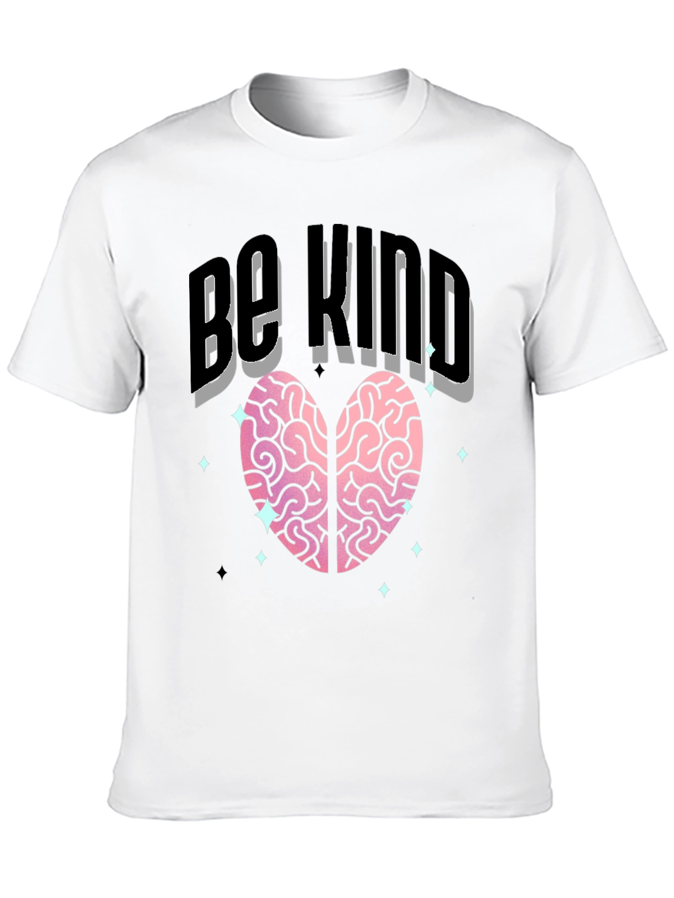 Black Be Kind Heart Brain T-Shirt - Soft Cotton Blend view 10