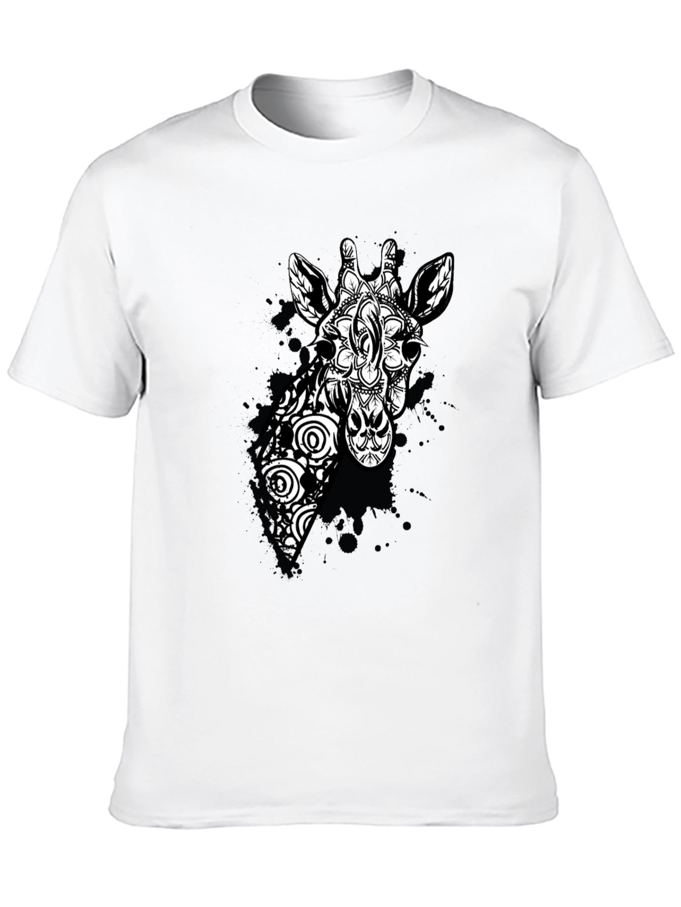 Black Giraffe Mandala Graphic Tee - Black Cotton T-Shirt view 10