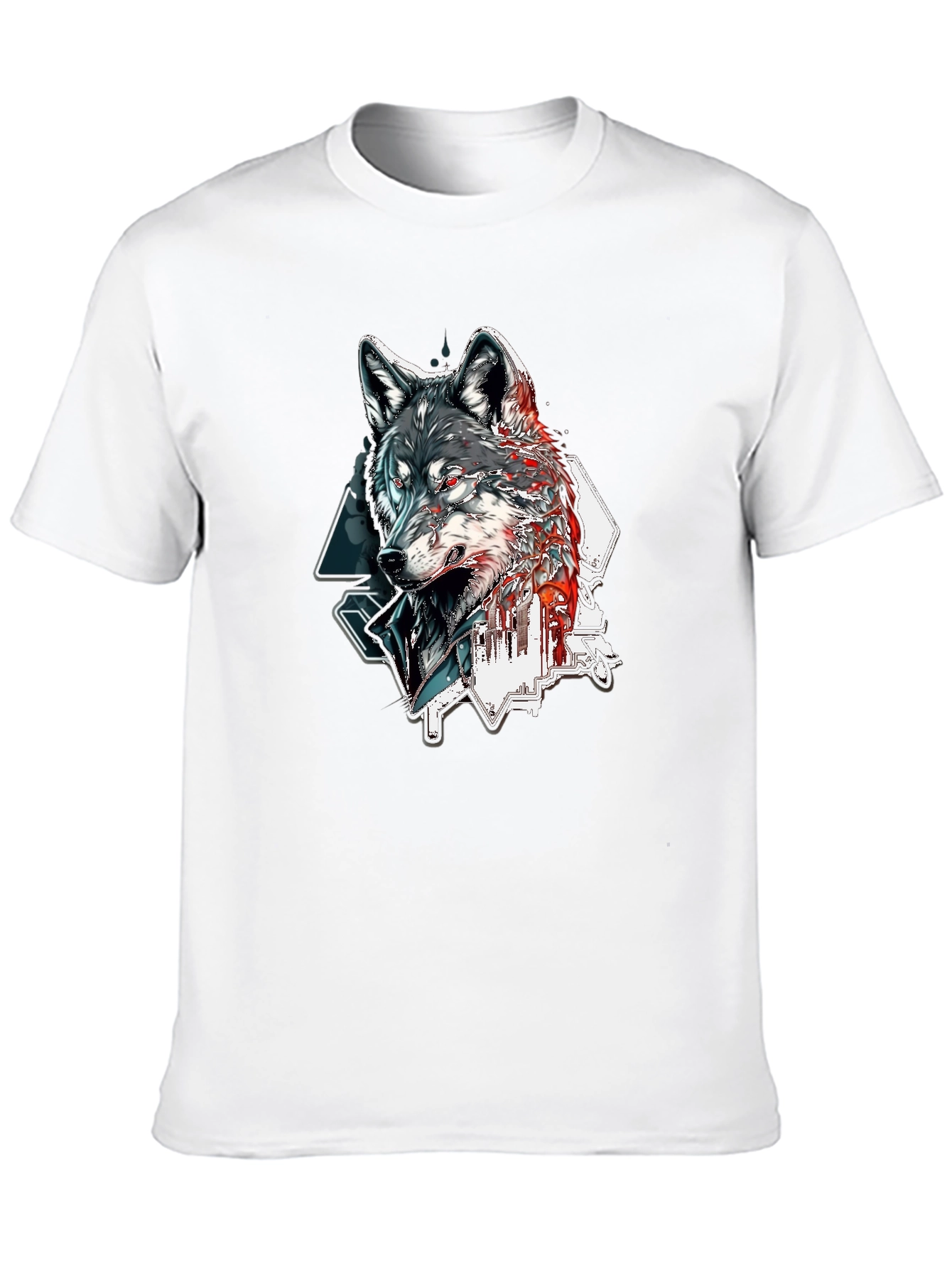 Black Wolf Graphic Print Black T-Shirt view 10