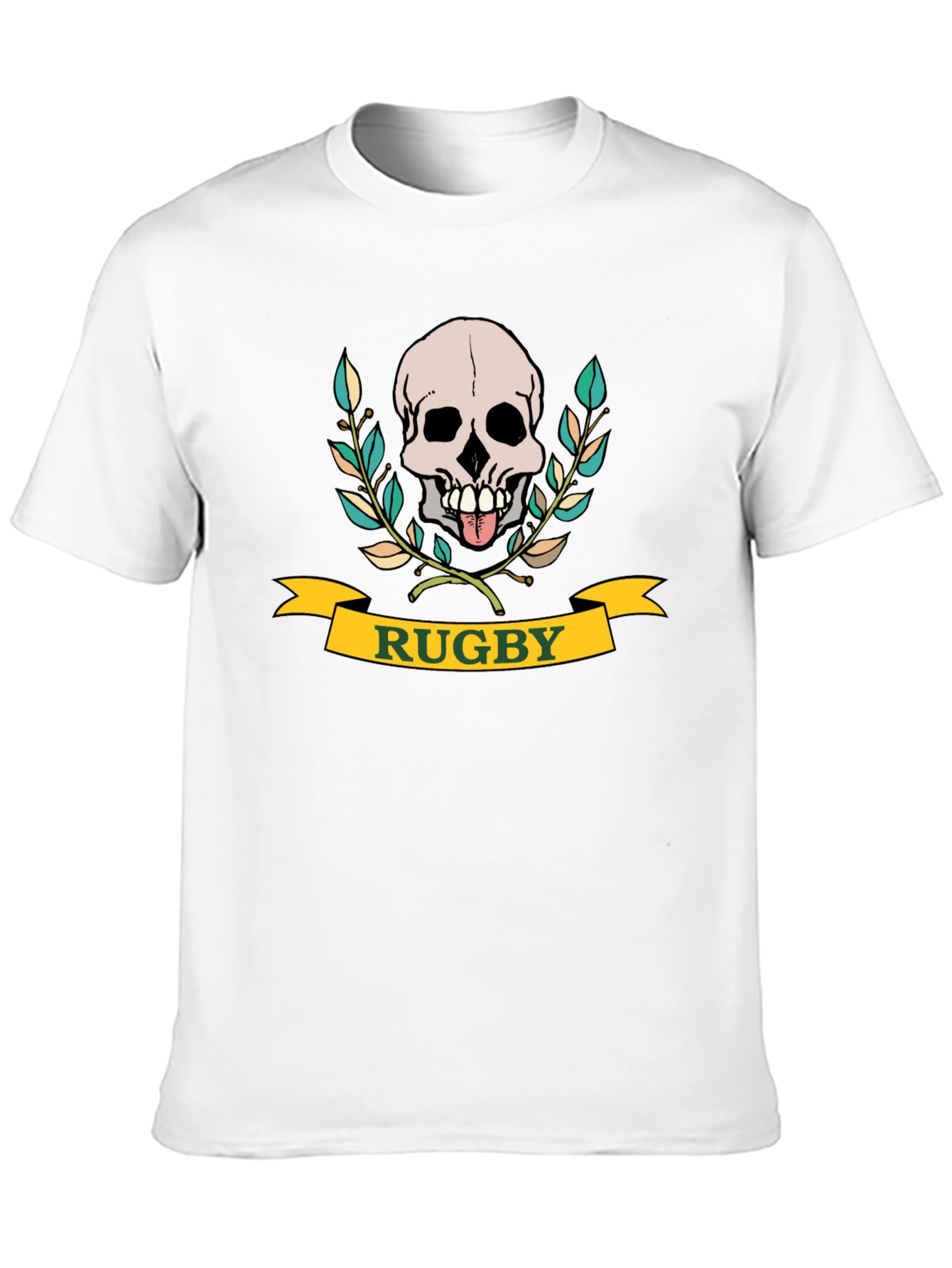 Black Rugby Skull Graphic T-Shirt - Black Cotton Tee view 10