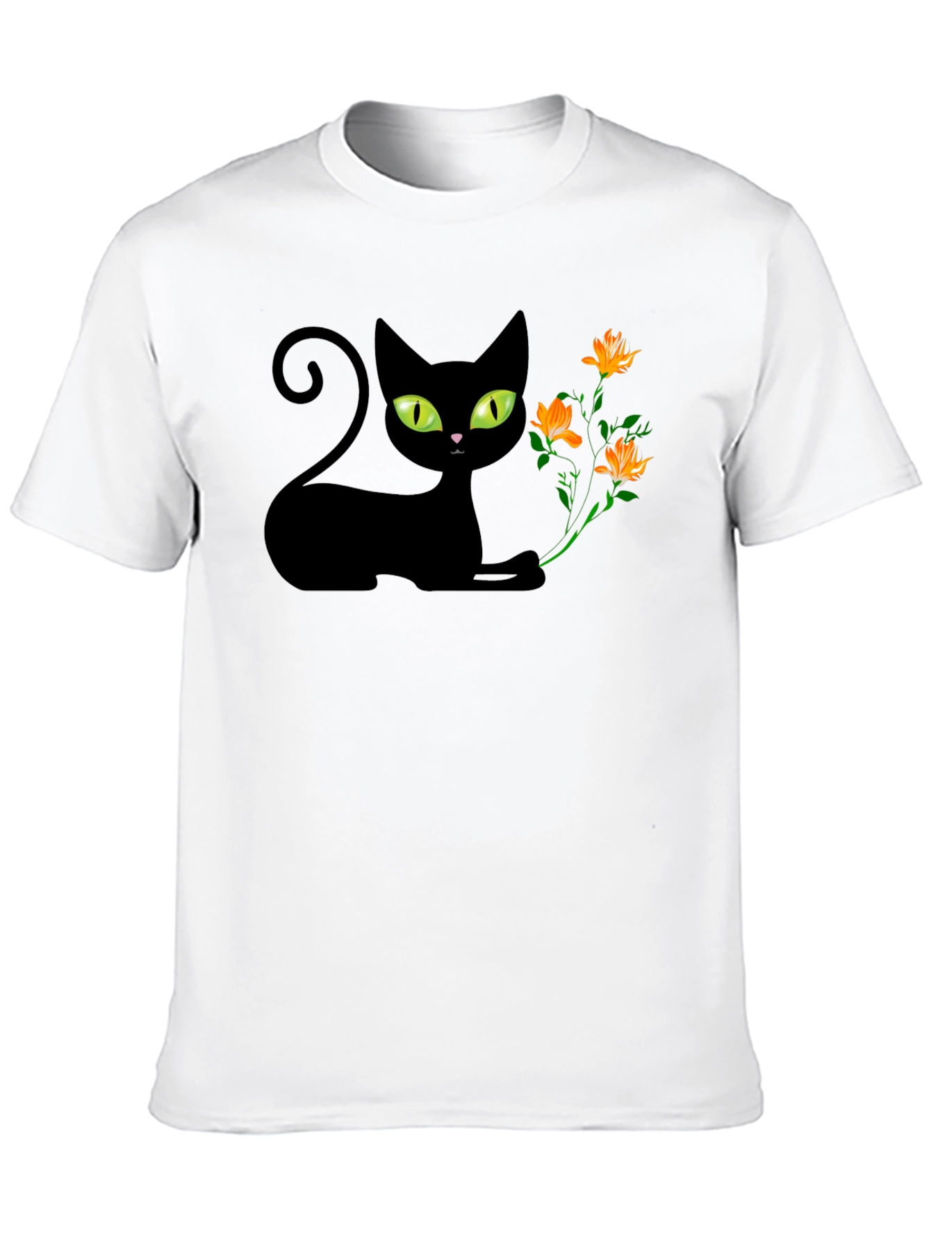 Black Black Cat & Flowers Graphic Tee - Soft Cotton Comfort view 10