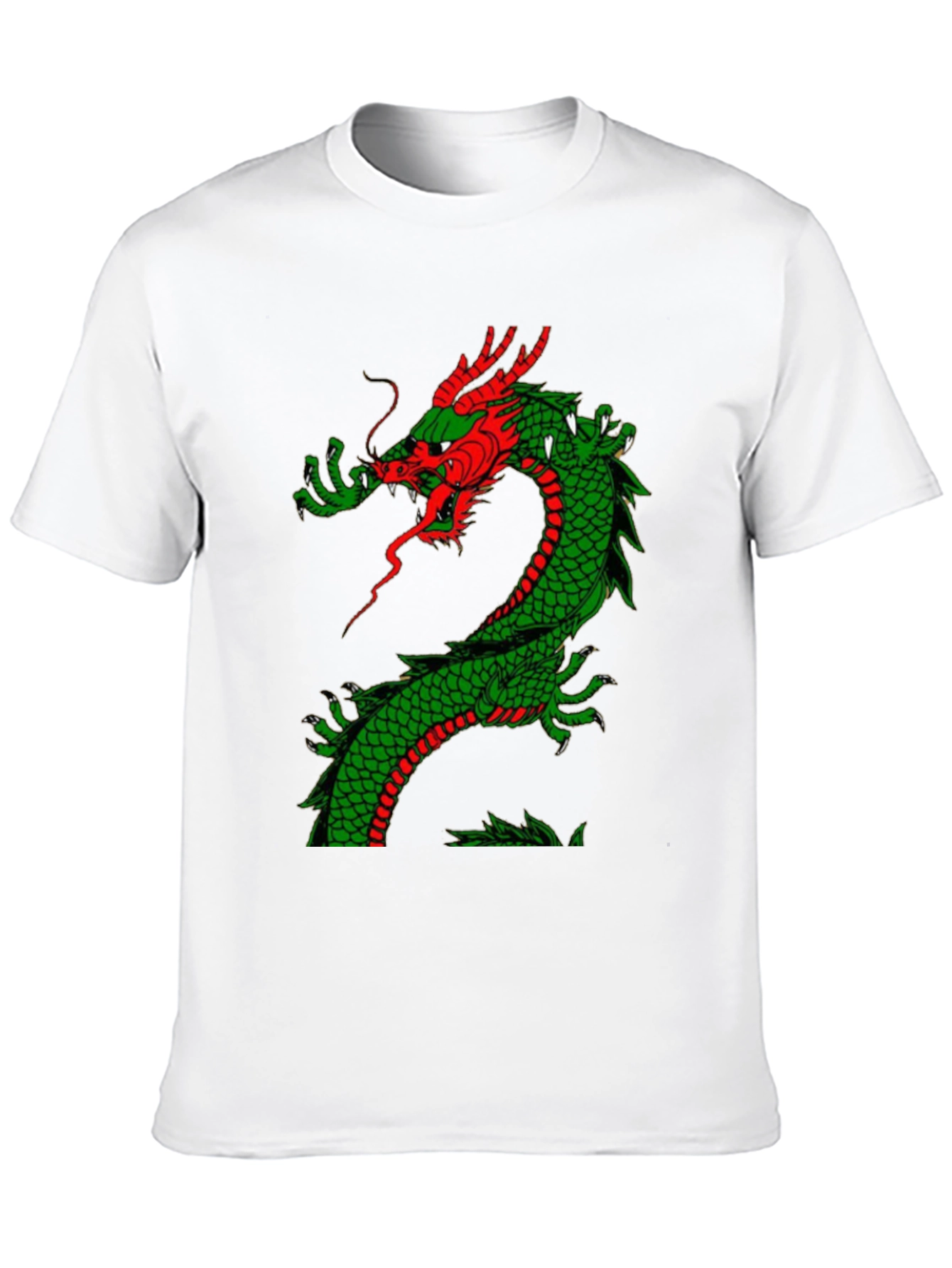 Black Dragon Graphic Tee - Red and Green Dragon Design view 10