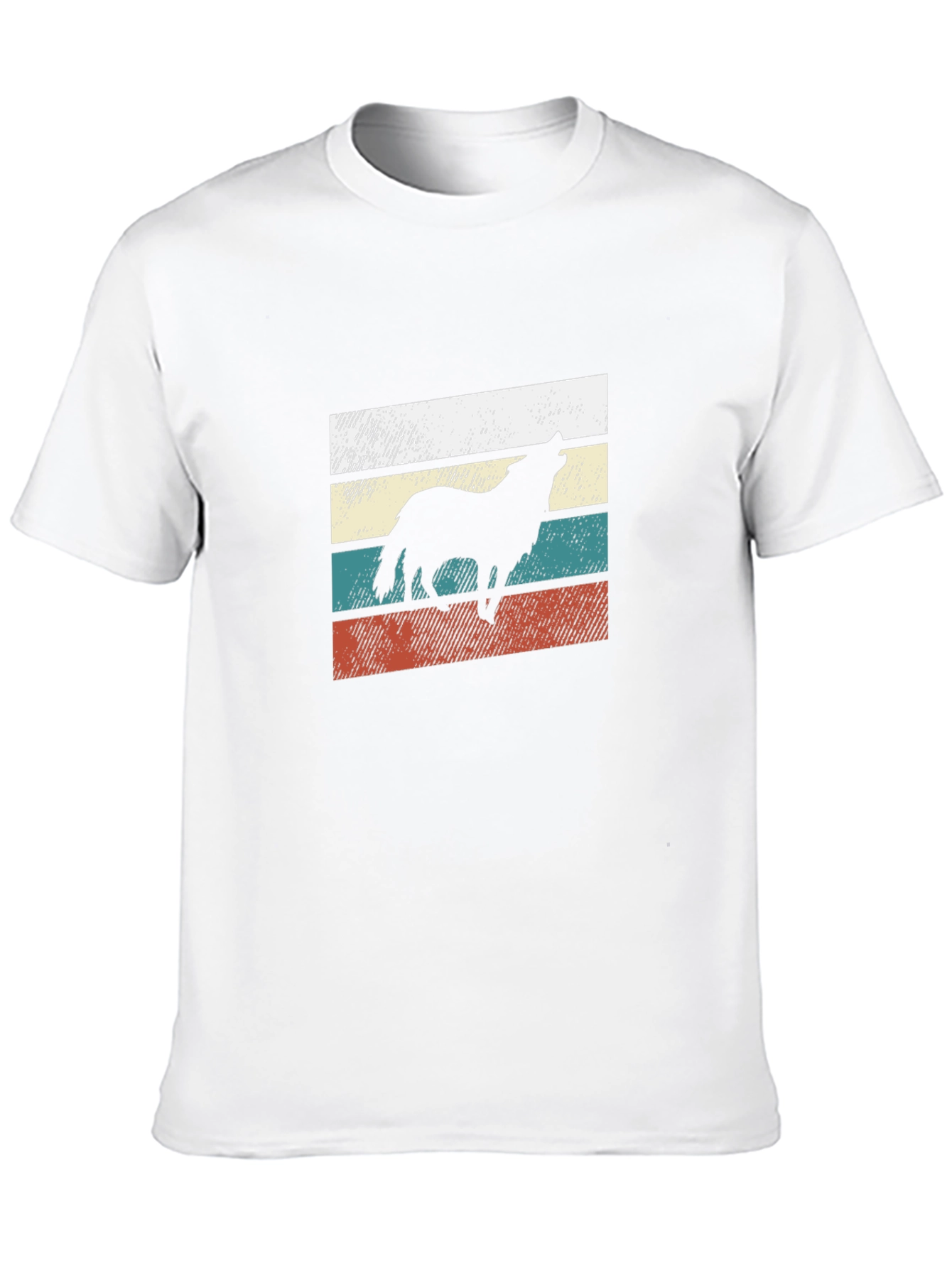 Black Retro Wolf Graphic Tee - Black Cotton Blend view 10