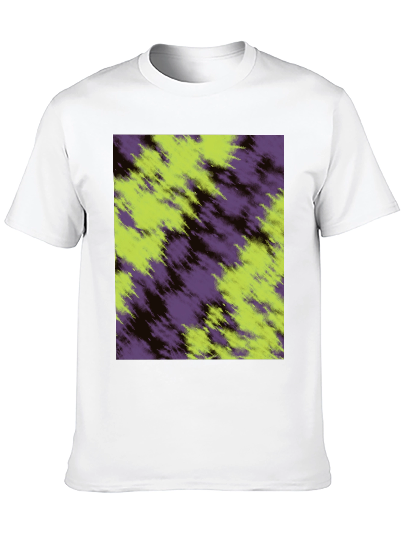 Black Abstract Purple & Green Tee - Casual Style view 10