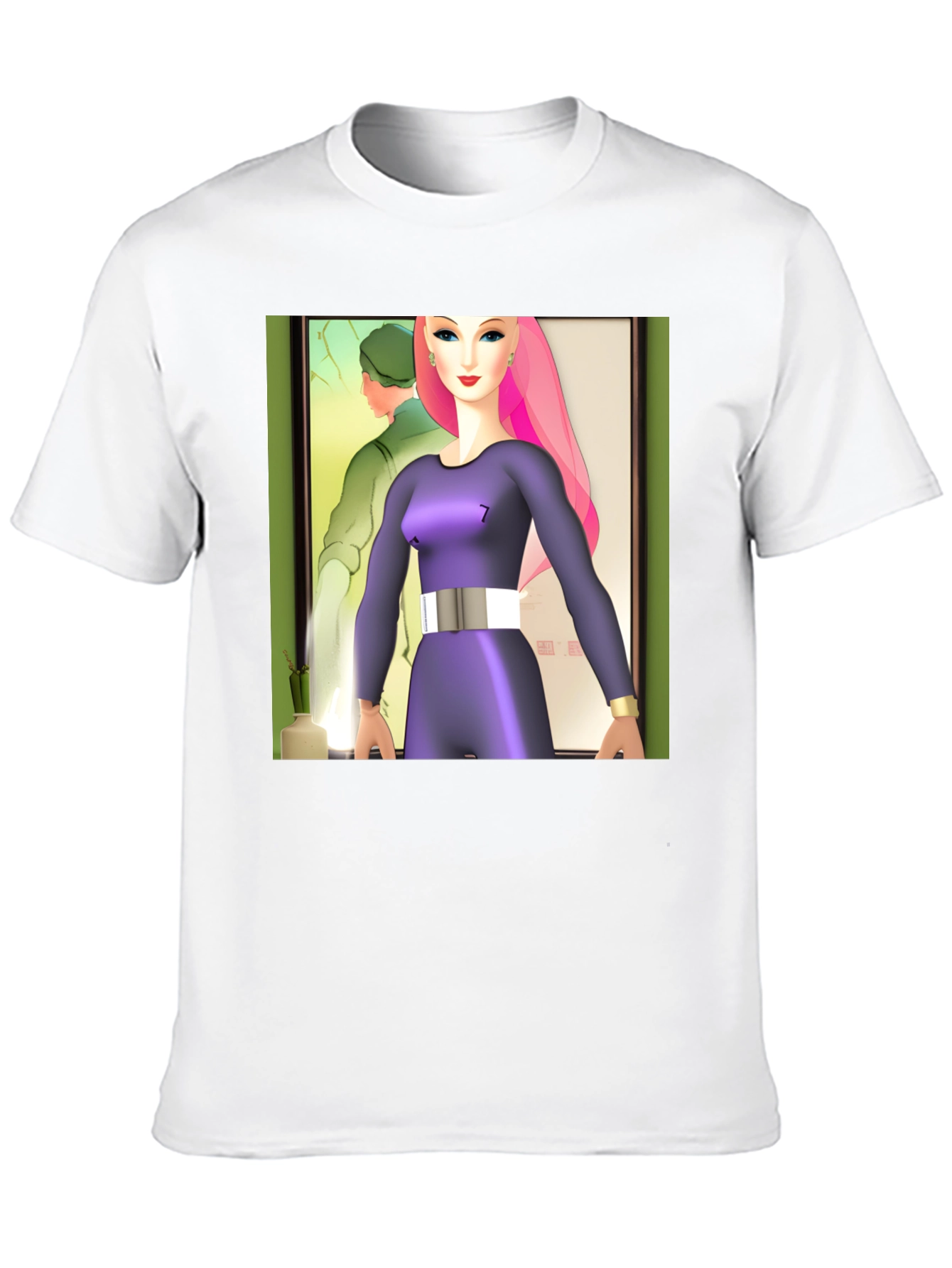 Black Abstract Art T-Shirt: Retro-Futuristic Style view 10