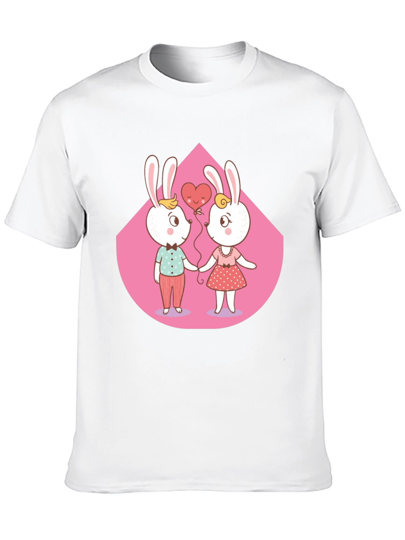 Black Cute Cartoon Bunny Couple T-Shirt view 10
